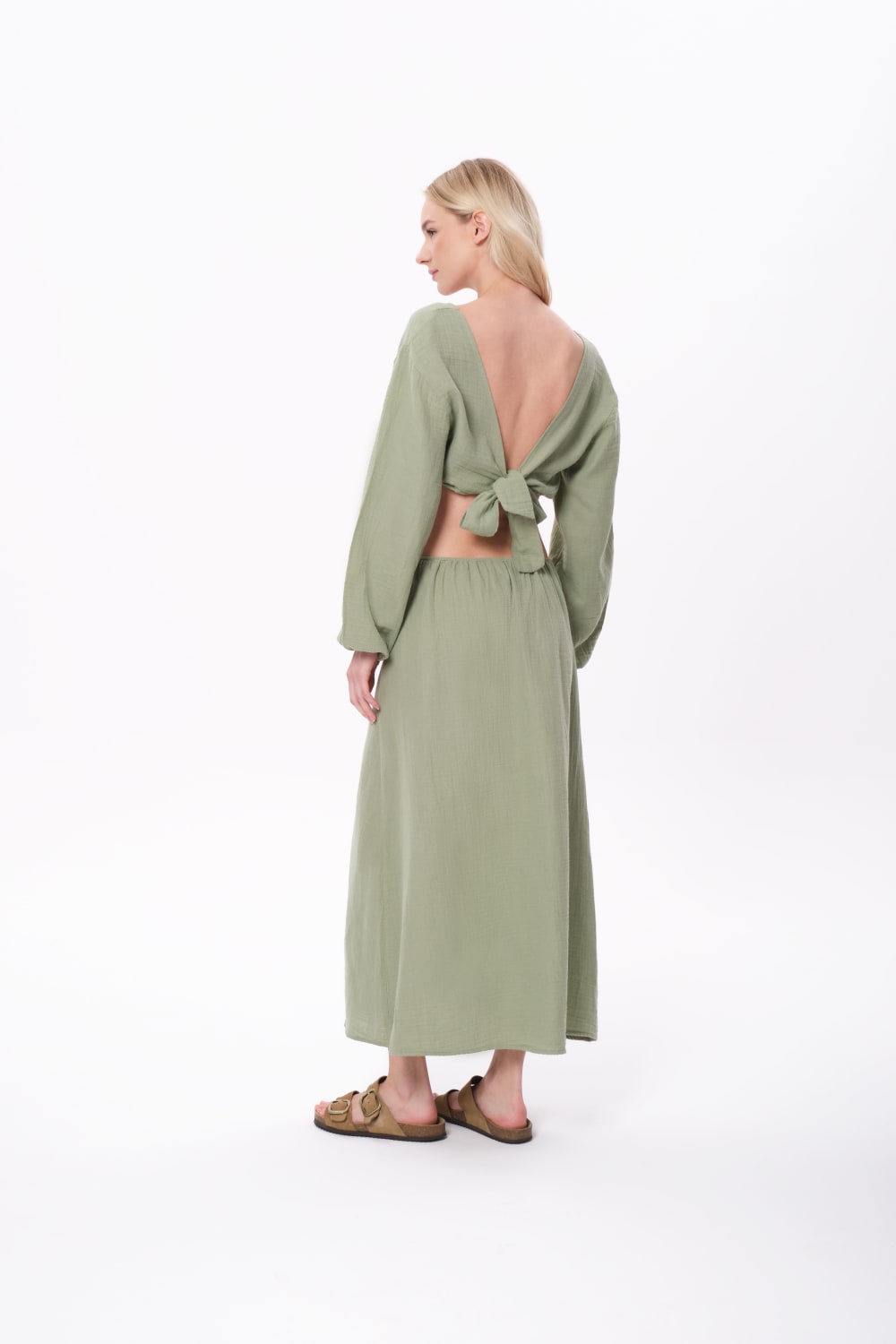 Sfida İstanbul-Matcha Dress- Sf 21 Müslin Elbise-Elbise-3-Milagron.com