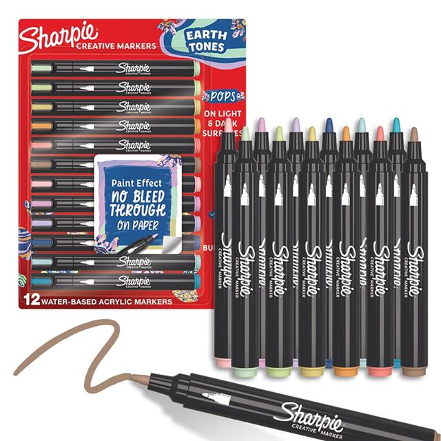 Sharpie-Sharpie Creative Akrilik Marker Kalem 12 Renk Earth Tones-Kalem Seti-2-Milagron.com