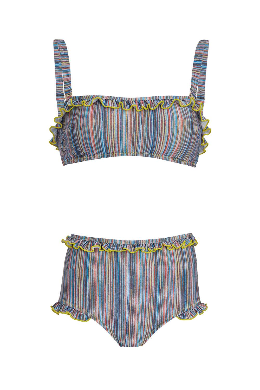 Shikoo Swimwear-Gri Yüksek Bel Bikini Takımı-Bikini & Mayo-3-Milagron.com