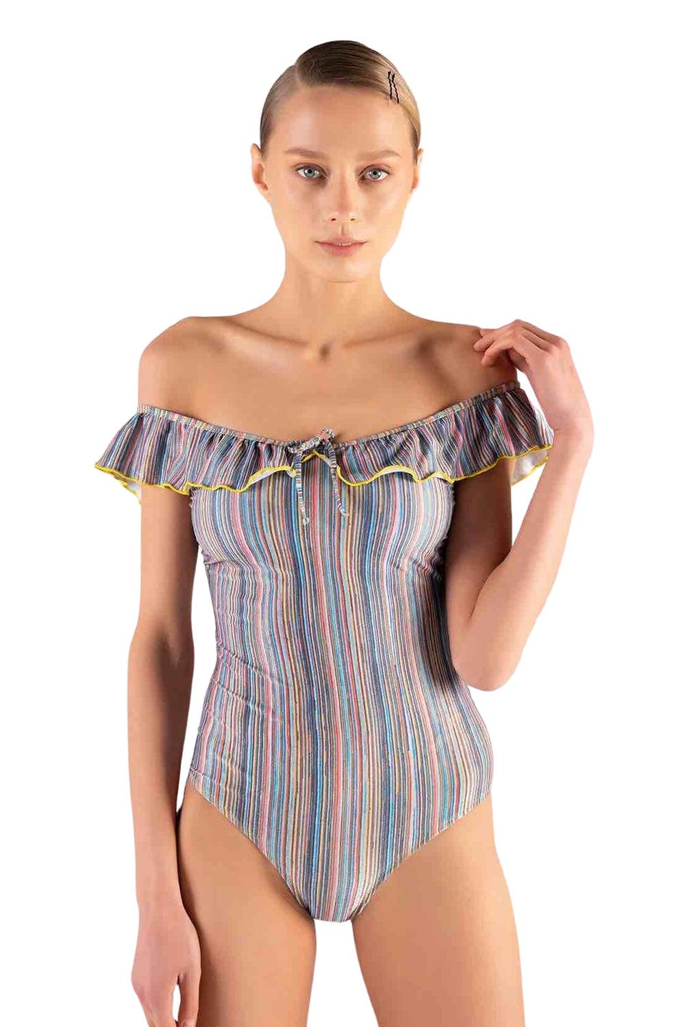 Shikoo Swimwear-Missoni Parlak Kumaşlı Gri Fiyonglu Reto Mayo-Bikini & Mayo-1-Milagron.com