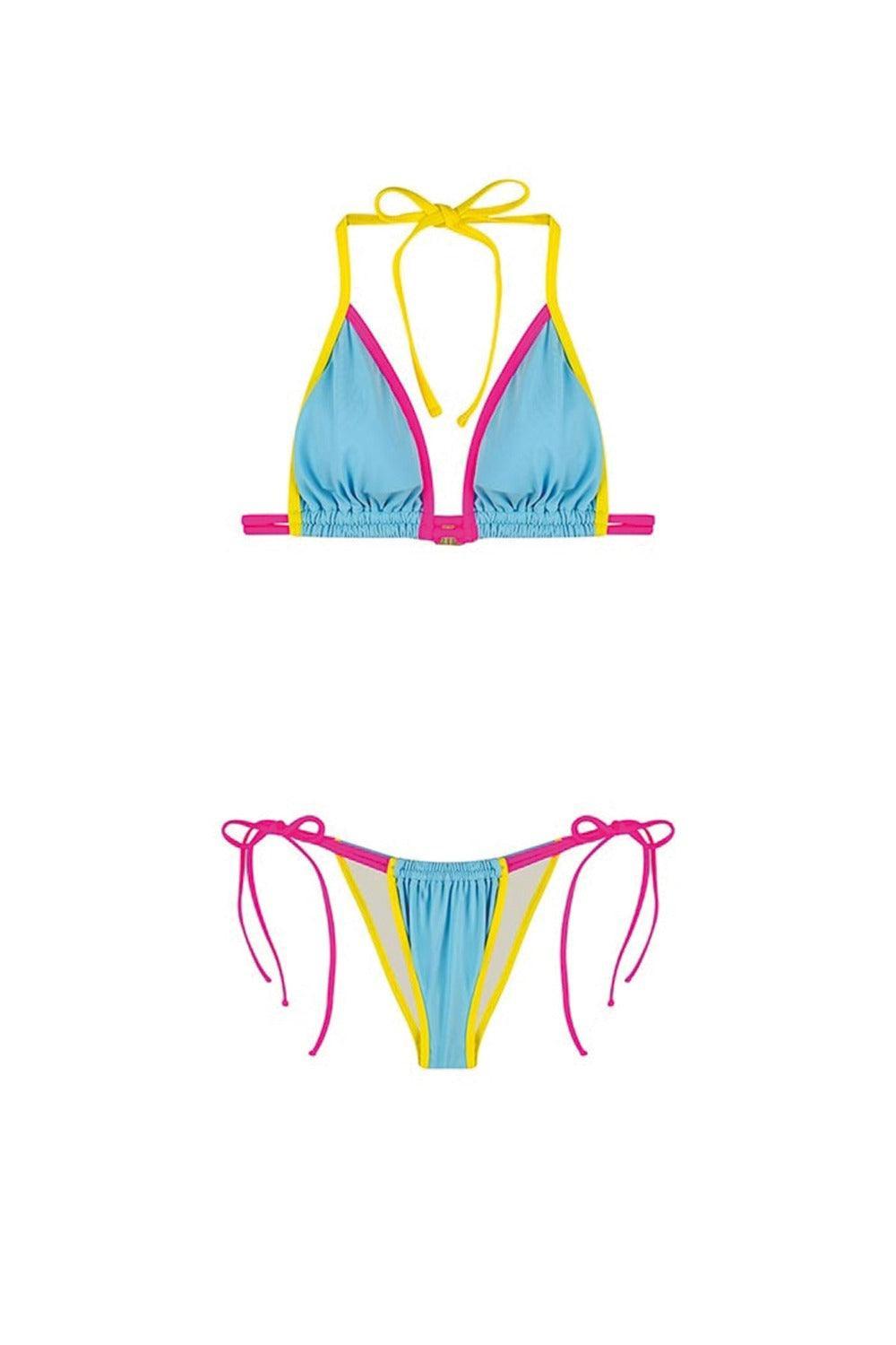 Shikoo Swimwear-Neon Renkli Bağcıklı Üçgen Bikini-Bikini & Mayo-3-Milagron.com