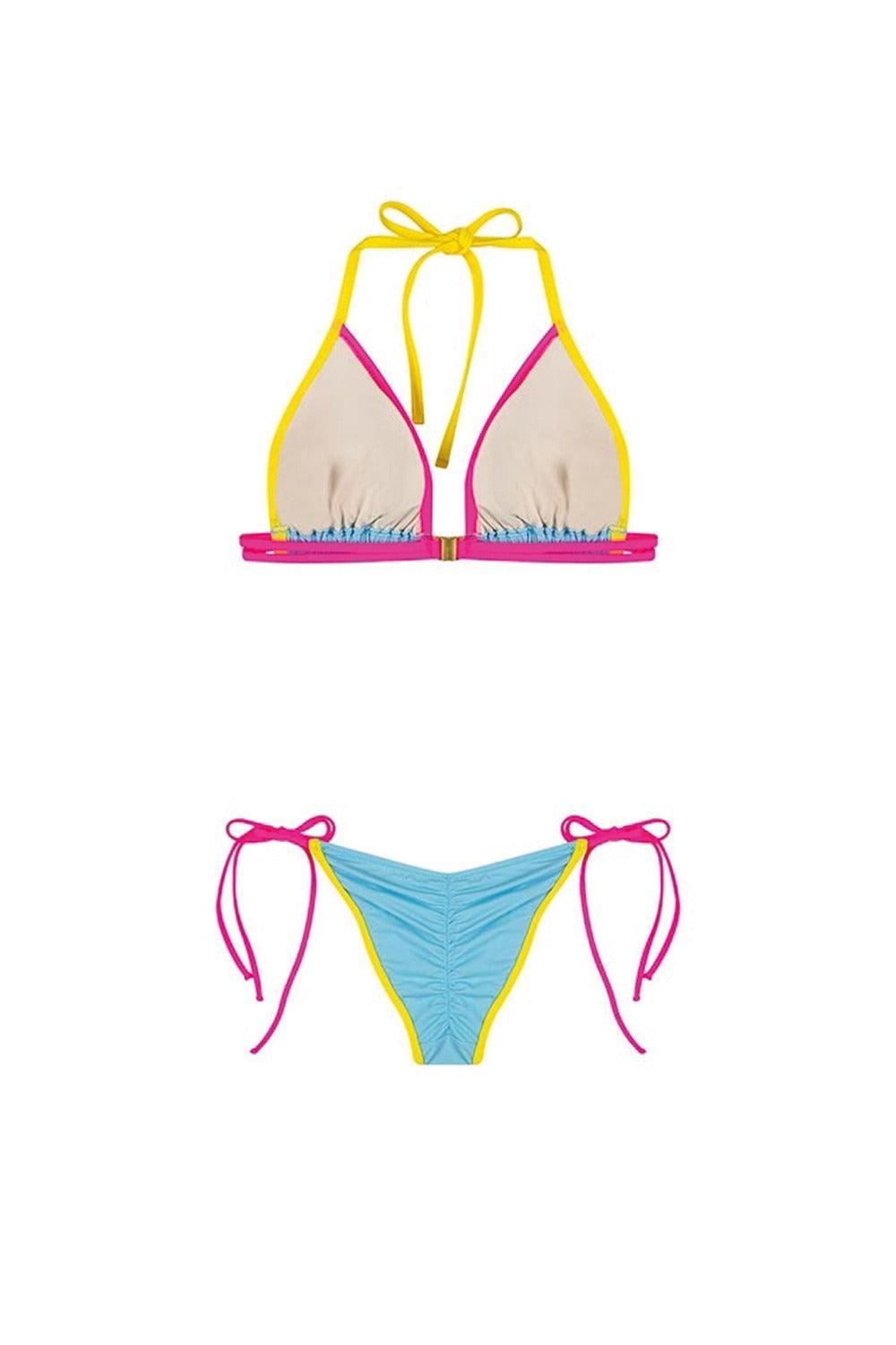 Shikoo Swimwear-Neon Renkli Bağcıklı Üçgen Bikini-Bikini & Mayo-4-Milagron.com