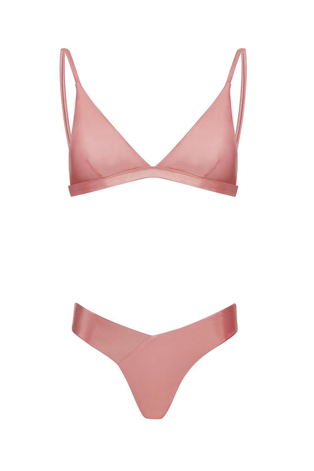 Shikoo Swimwear-Pembe Üçgen Parlak Bikini Takımı-Bikini & Mayo-3-Milagron.com