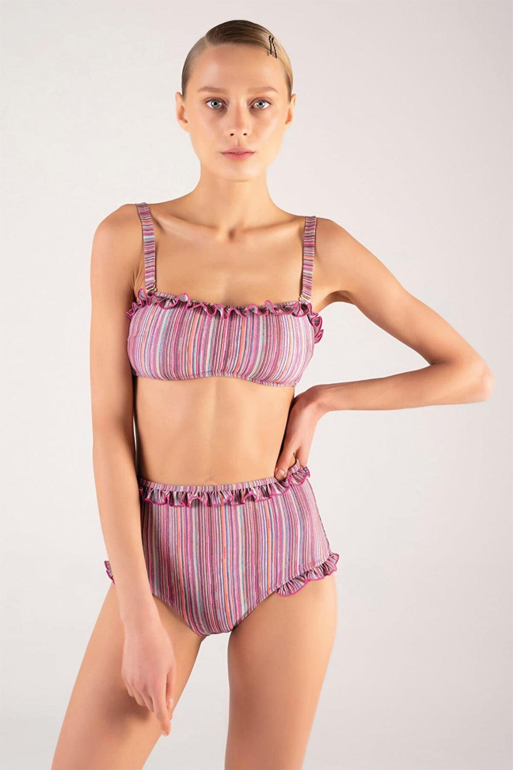 Shikoo Swimwear-Pembe Yüksek Bel Bikini Takımı-Bikini & Mayo-1-Milagron.com