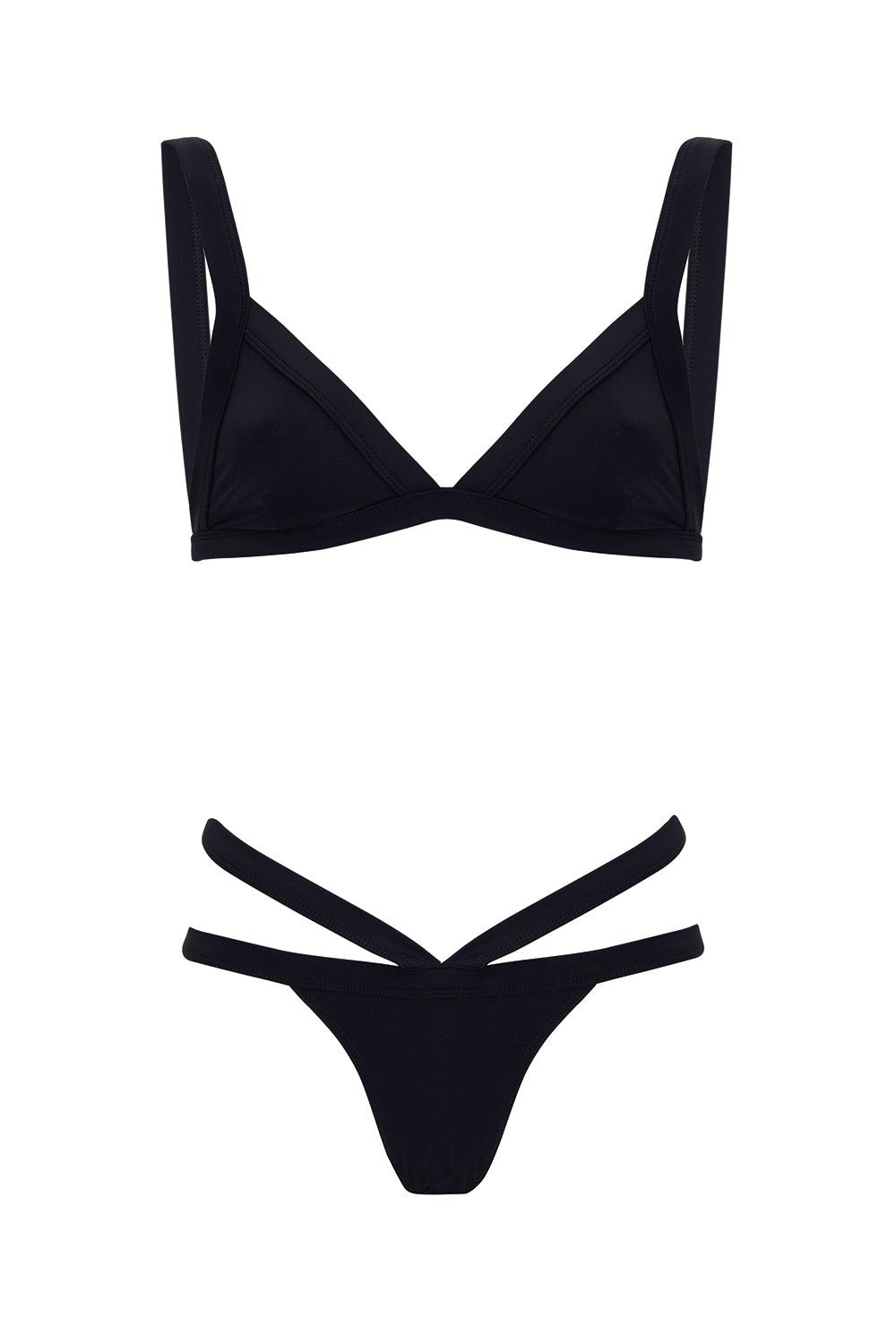 Shikoo Swimwear-Üçgen Siyah Belden Kemerli Bikini Takımı-Bikini & Mayo-3-Milagron.com