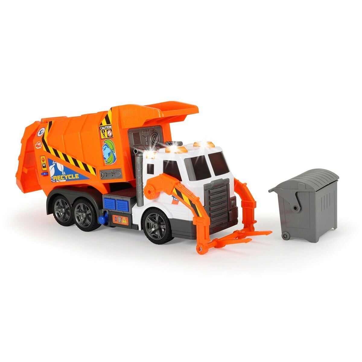 203308369 Dickie Garbage Truck Free Wheel Light Sound B/O Lifting Fork Wt