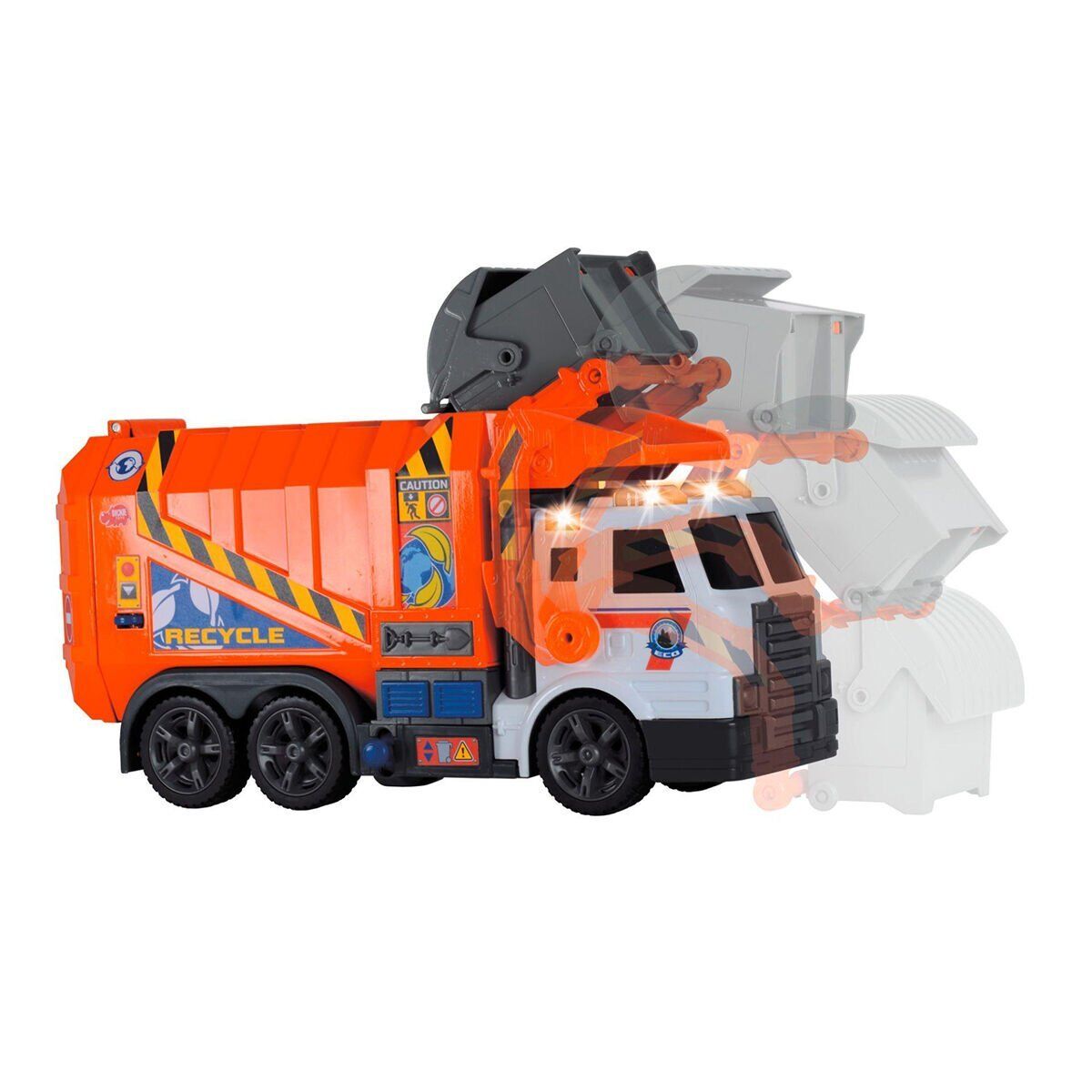 203308369 Dickie Garbage Truck Free Wheel Light Sound B/O Lifting Fork Wt