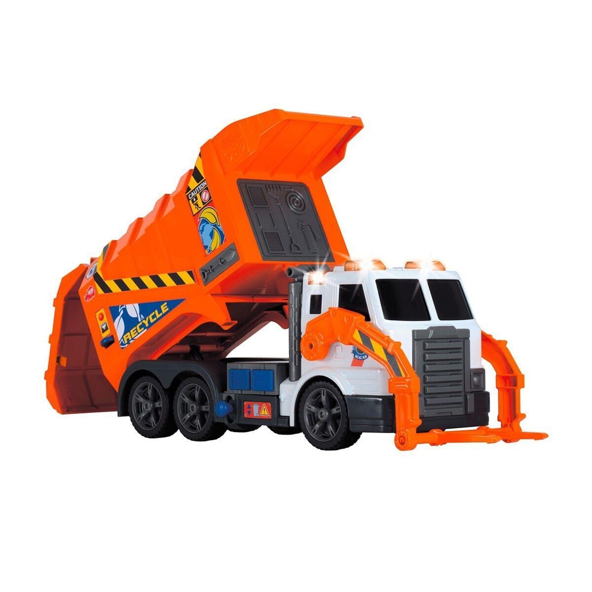 203308369 Dickie Garbage Truck Free Wheel Light Sound B/O Lifting Fork Wt