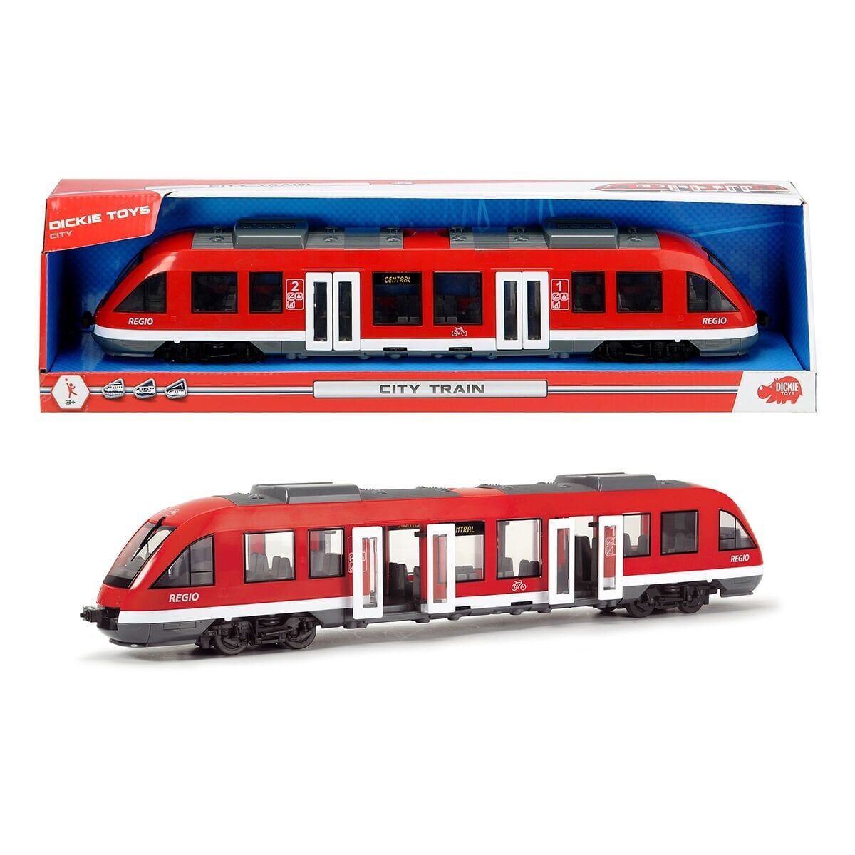 203748002 Dickie City Train Free Wheel Interior Opening Doors And Roof 1 43