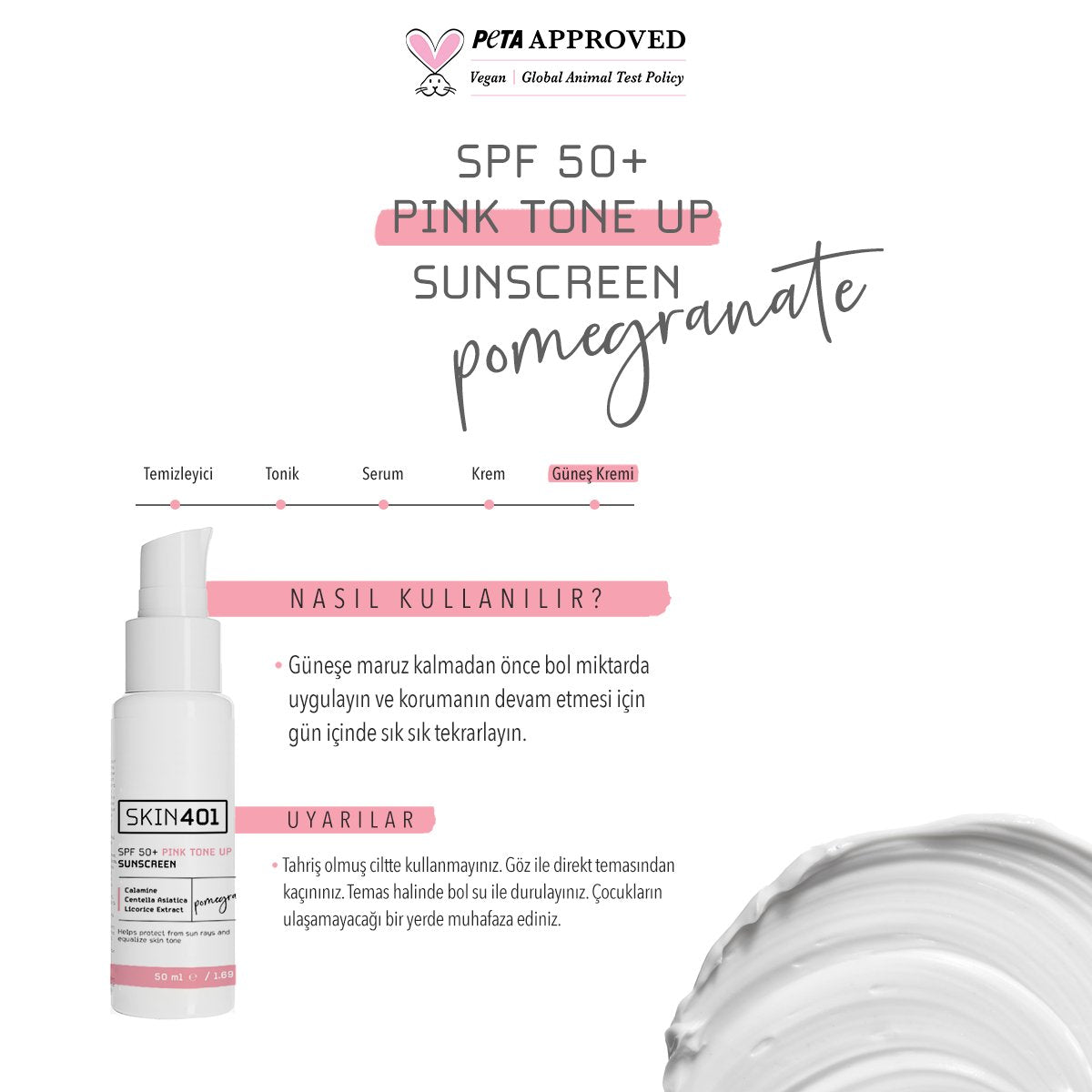 Spf50+ Pink Tone Up Sunscreen Pembe Ton Eşitleyici Güneş Kremi 50 Ml