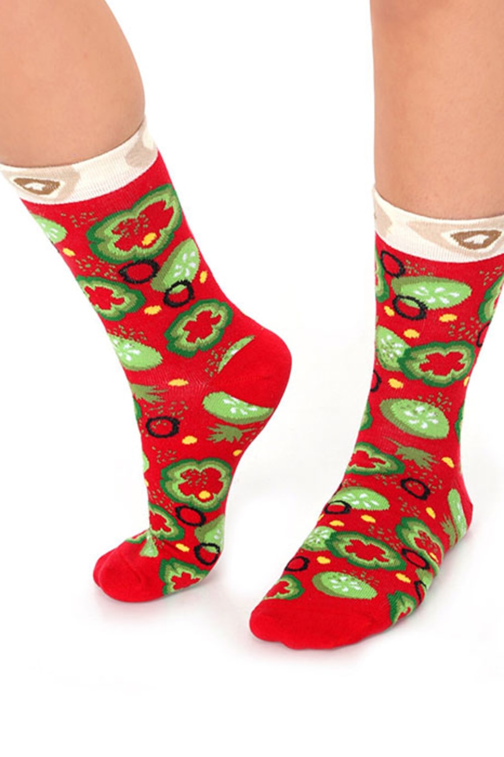 Socks + Stuff-Veggie Vegetarian Pizza Dilimi Çorap-Çorap-3-Milagron.com