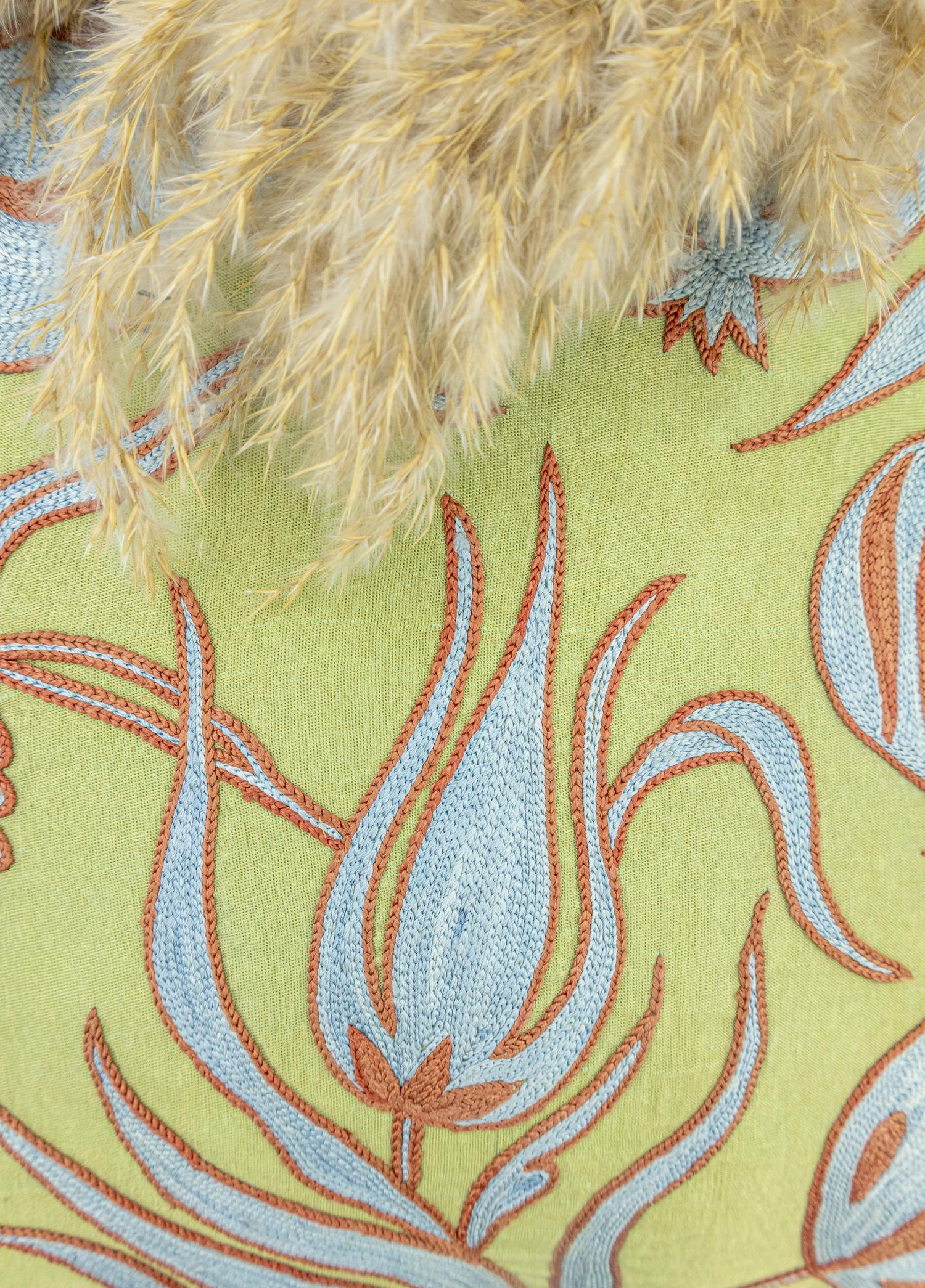 Soho Antiq-Ahu Floral Tasarımlı İpek Kırlent 45x45 Cm-Kırlent-4-Milagron.com