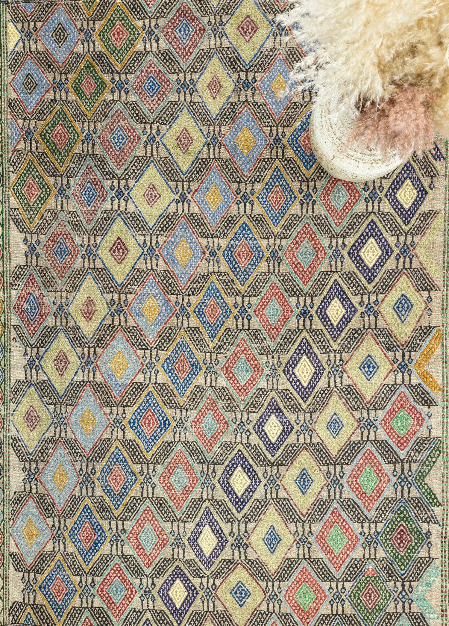 Soho Antiq-Akasya Geometrik Tasarımlı Yün Cicim Kilim 135x186 Cm-Halı-3-Milagron.com