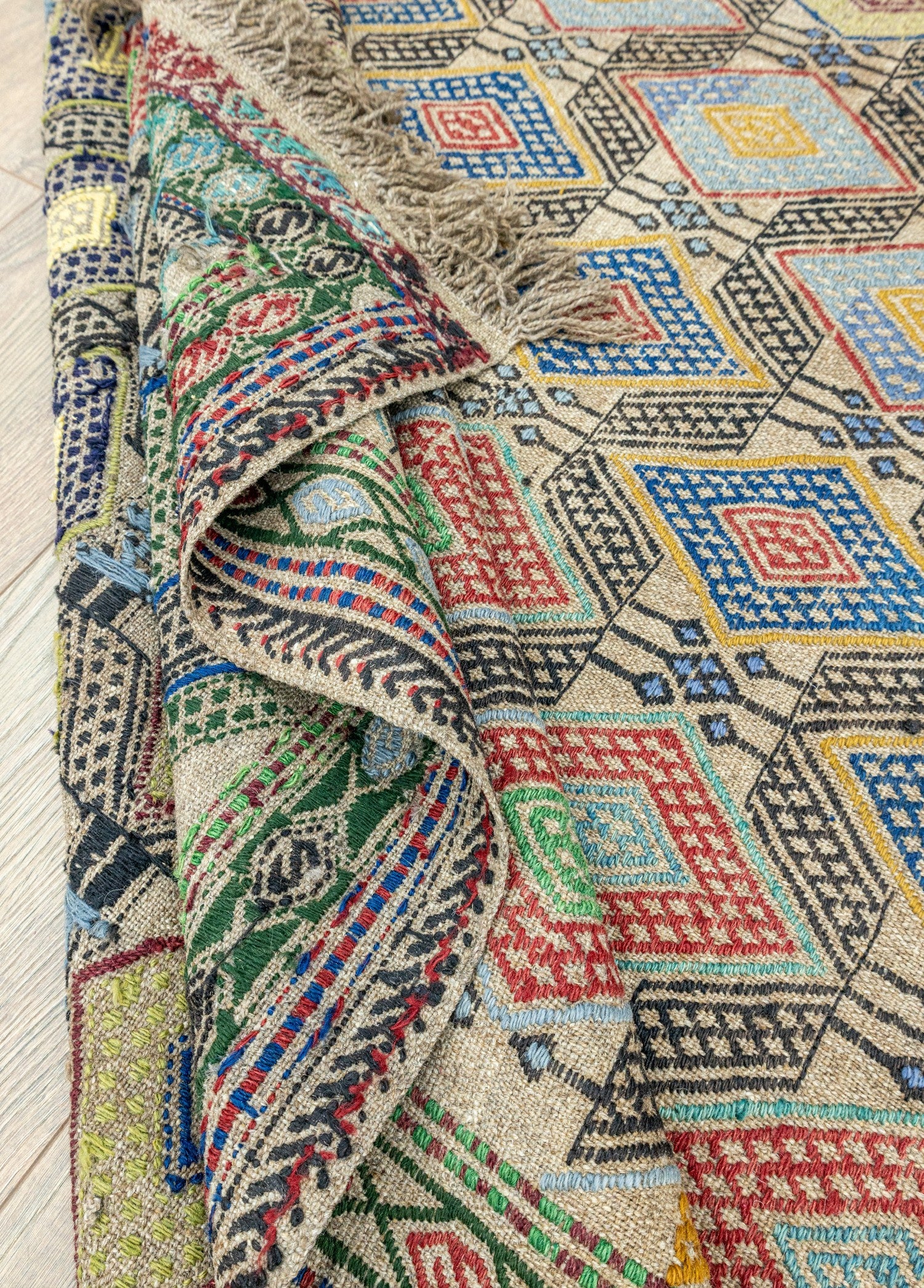 Soho Antiq-Akasya Geometrik Tasarımlı Yün Cicim Kilim 135x186 Cm-Halı-6-Milagron.com