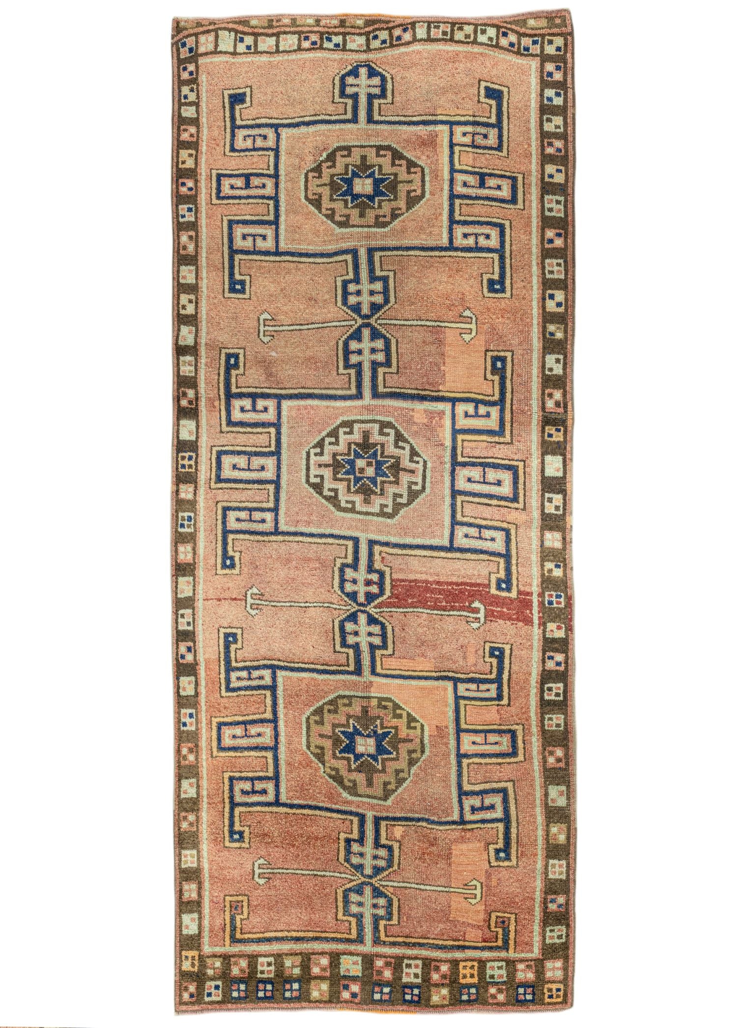 Soho Antiq-Alcea İlkel Desenli Herki Halı Yolluk 150x347 Cm-Halı-1-Milagron.com