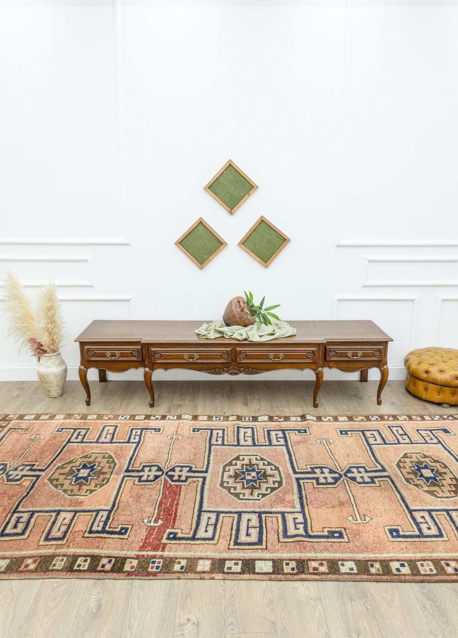 Soho Antiq-Alcea İlkel Desenli Herki Halı Yolluk 150x347 Cm-Halı-2-Milagron.com