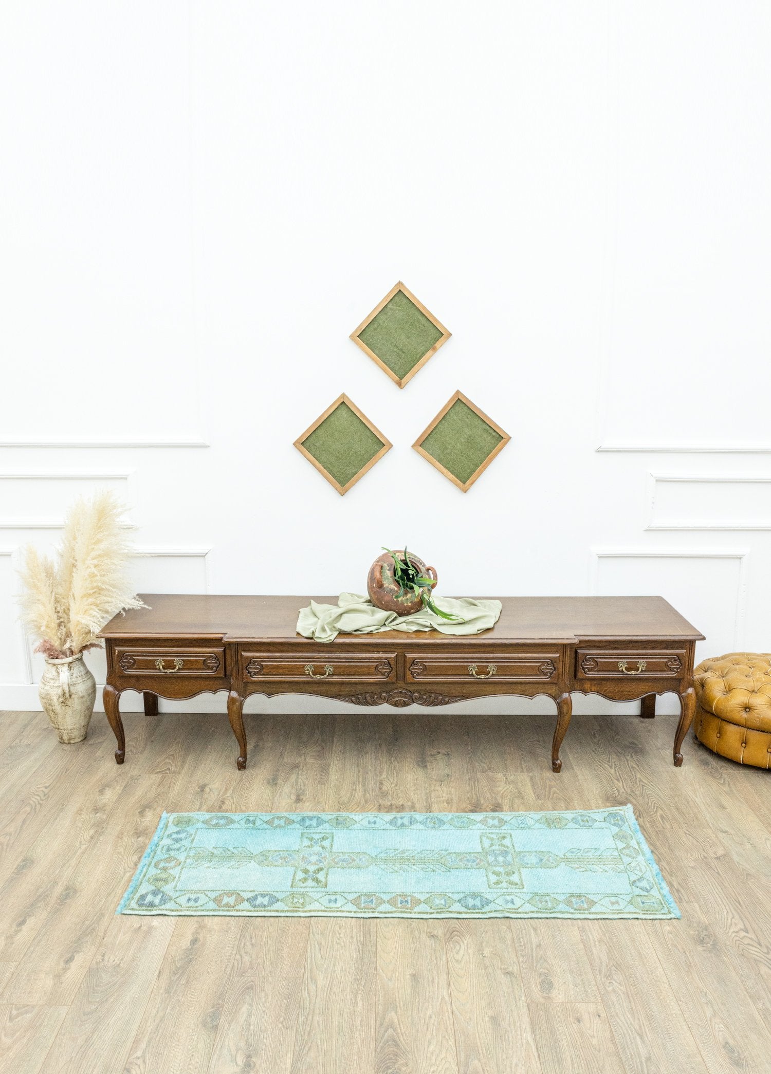 Soho Antiq-Atela El Dokuma Mavi Yün Yolluk 57x158 Cm-Halı-2-Milagron.com