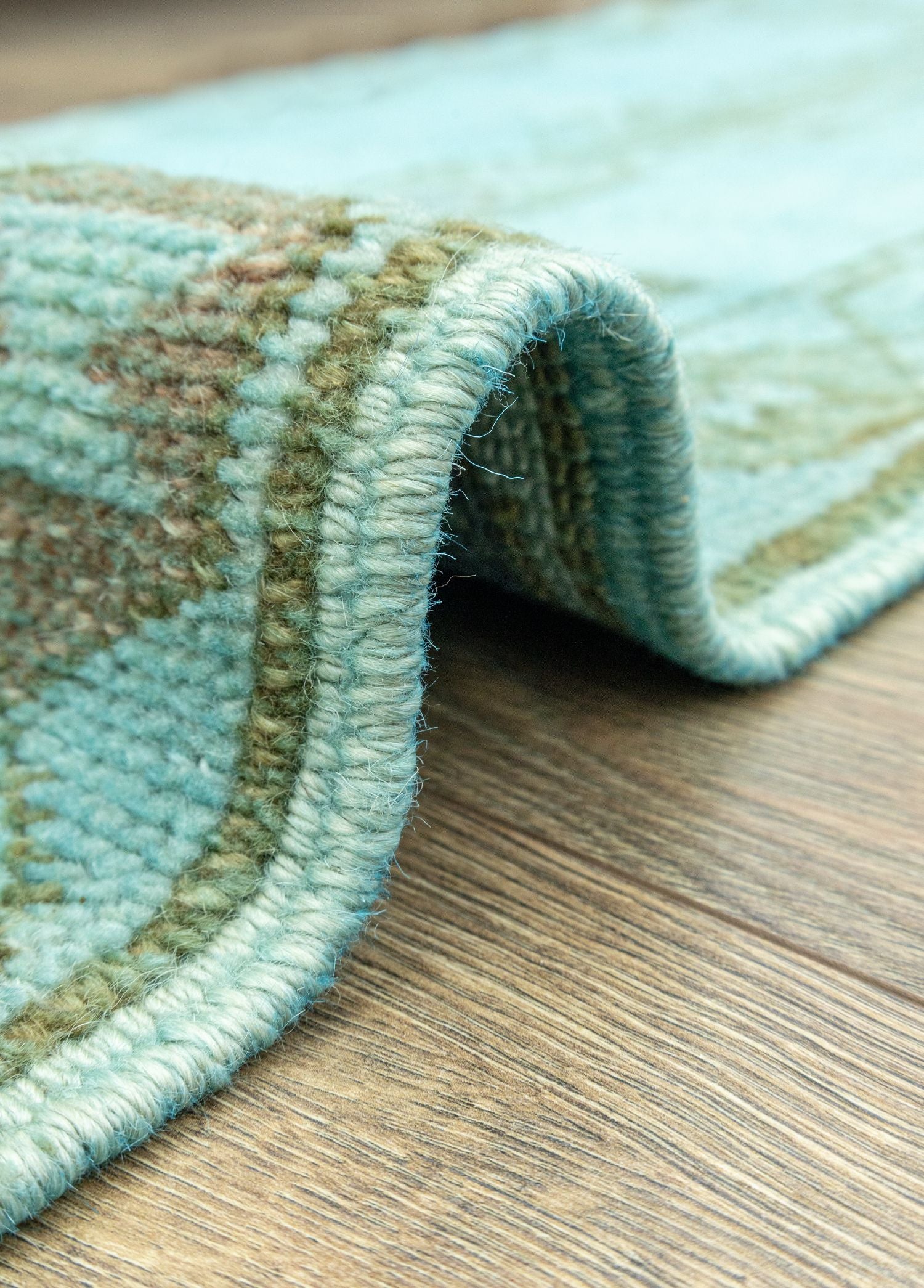 Soho Antiq-Atela El Dokuma Mavi Yün Yolluk 57x158 Cm-Halı-5-Milagron.com