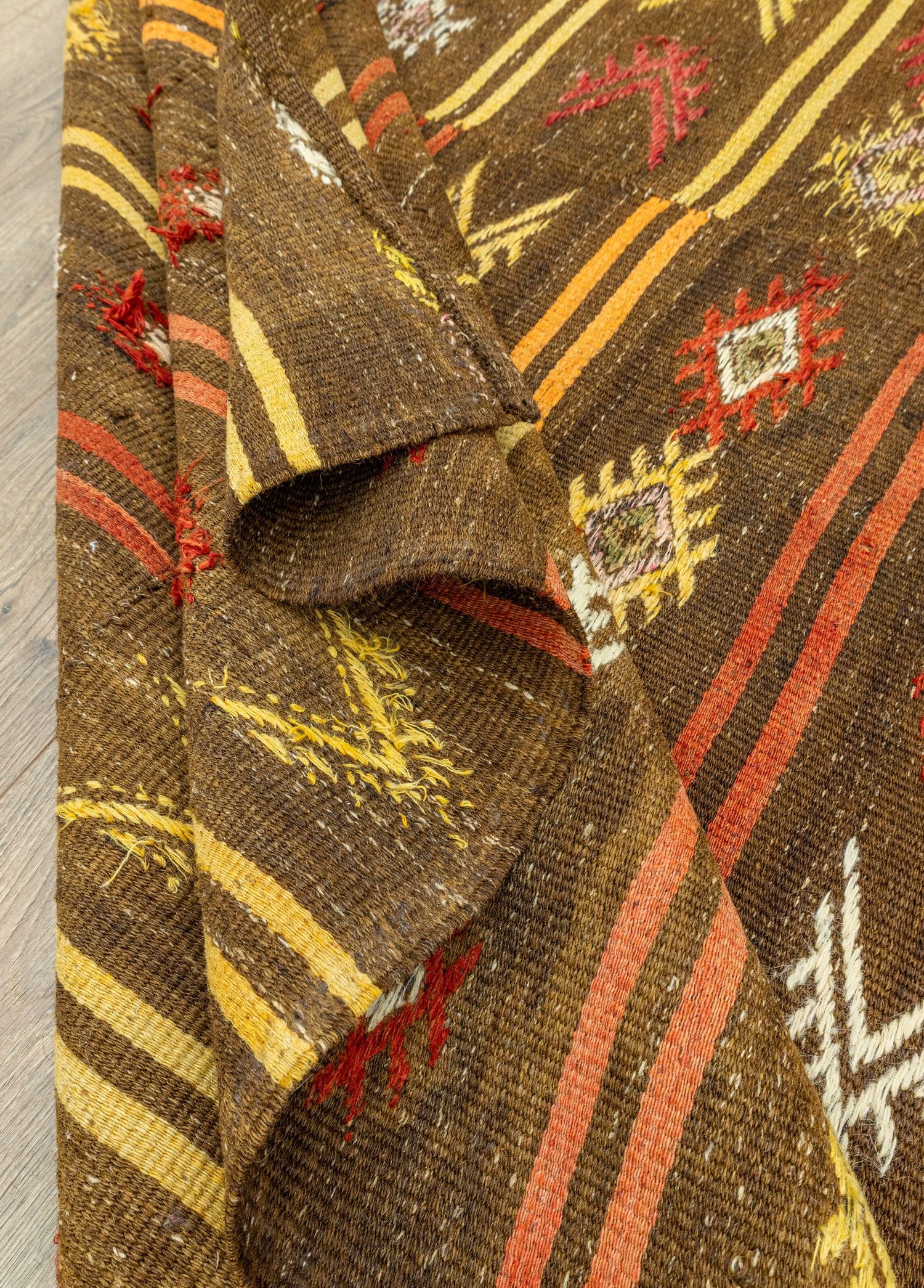 Soho Antiq-Brownish çubuklu üç Kanat Kilim 170x389 Cm-Kilim-6-Milagron.com