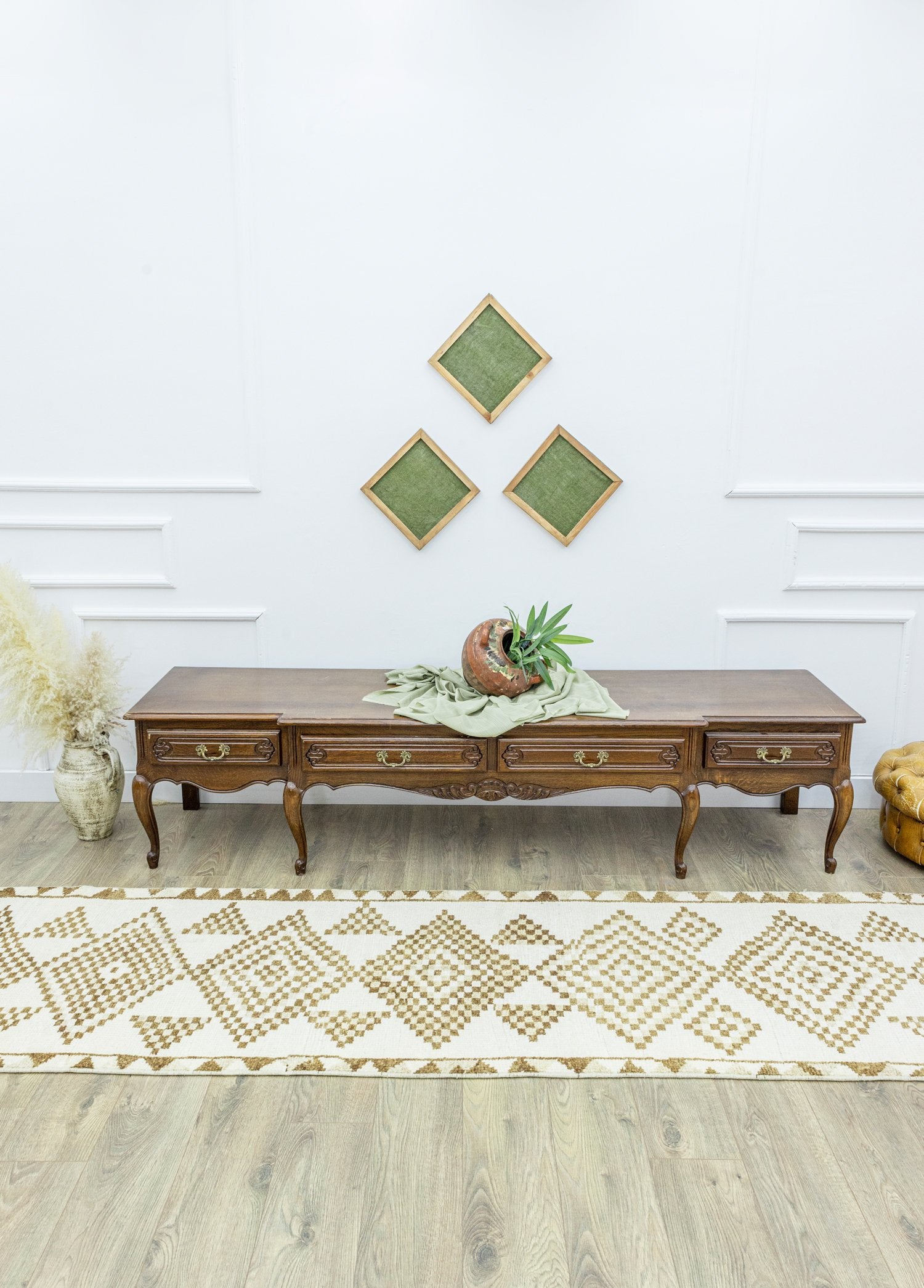 Soho Antiq-Dali Geometrik Tasarımlı El Dokuma Yolluk 84x345 Cm-Halı-2-Milagron.com