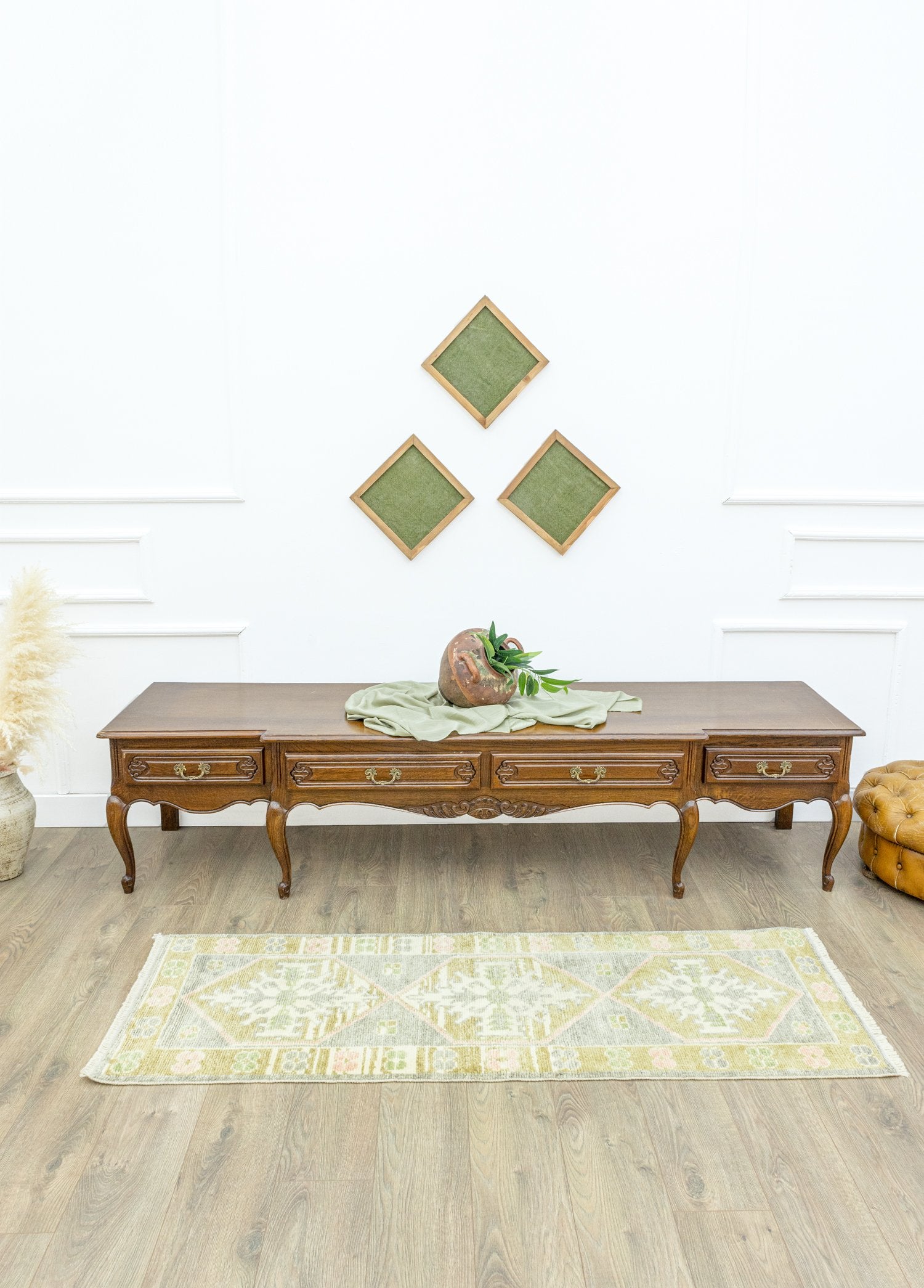 Soho Antiq-Darius El Dokuma Yeşil Yün Yolluk 62x183 Cm-Halı-2-Milagron.com