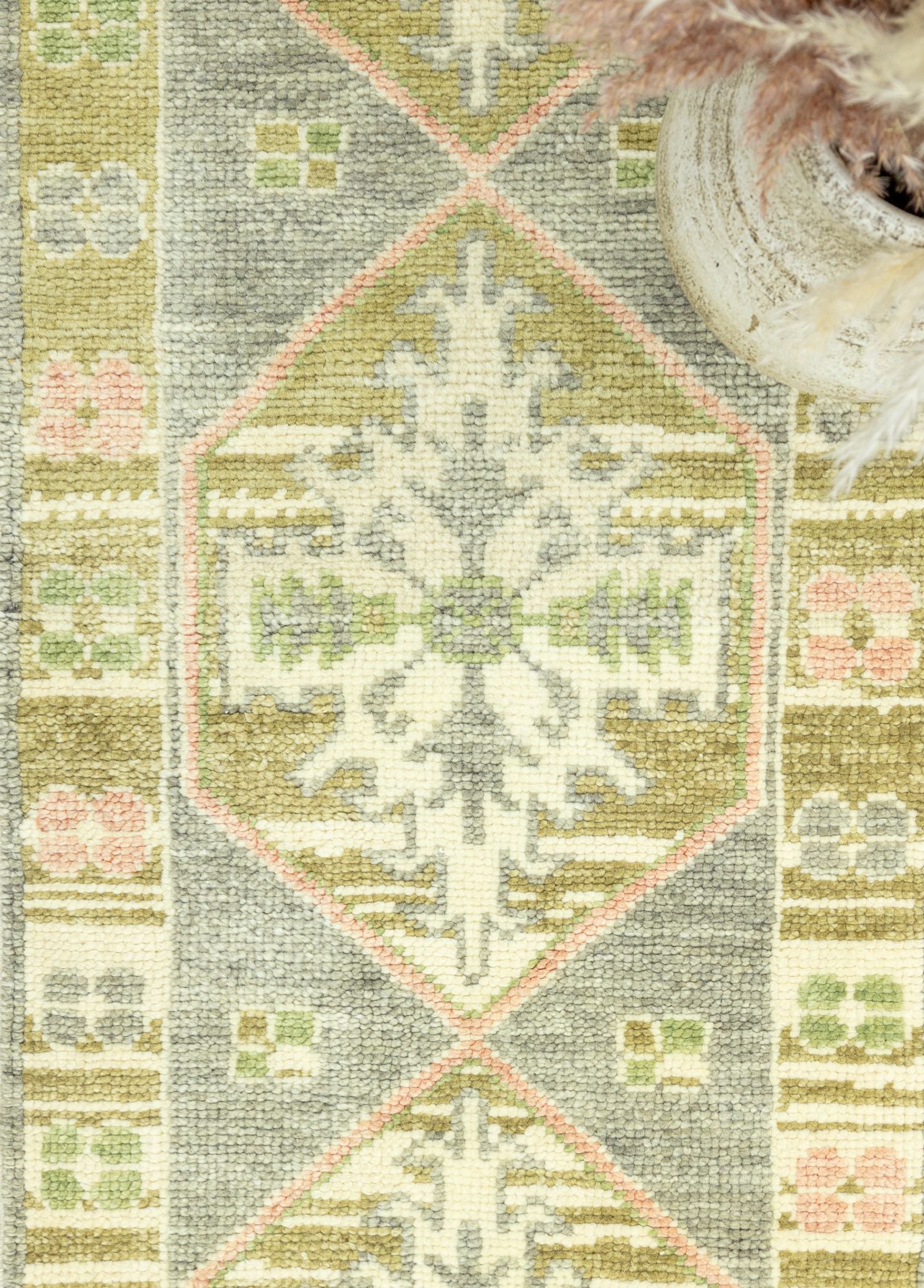 Soho Antiq-Darius El Dokuma Yeşil Yün Yolluk 62x183 Cm-Halı-3-Milagron.com