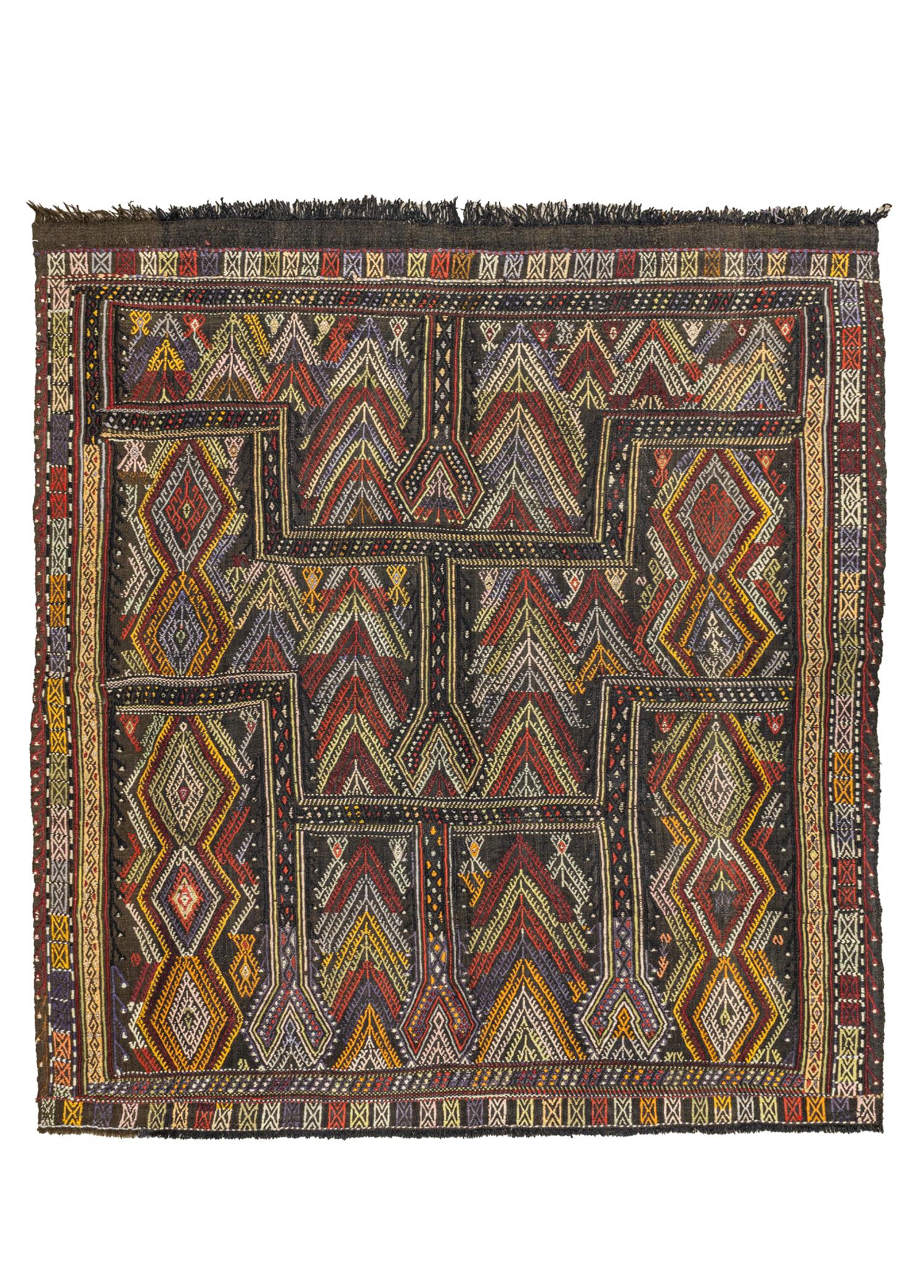 Soho Antiq-Ebren Geometrik El Dokuma Kilim 171x185 Cm-1-Milagron.com
