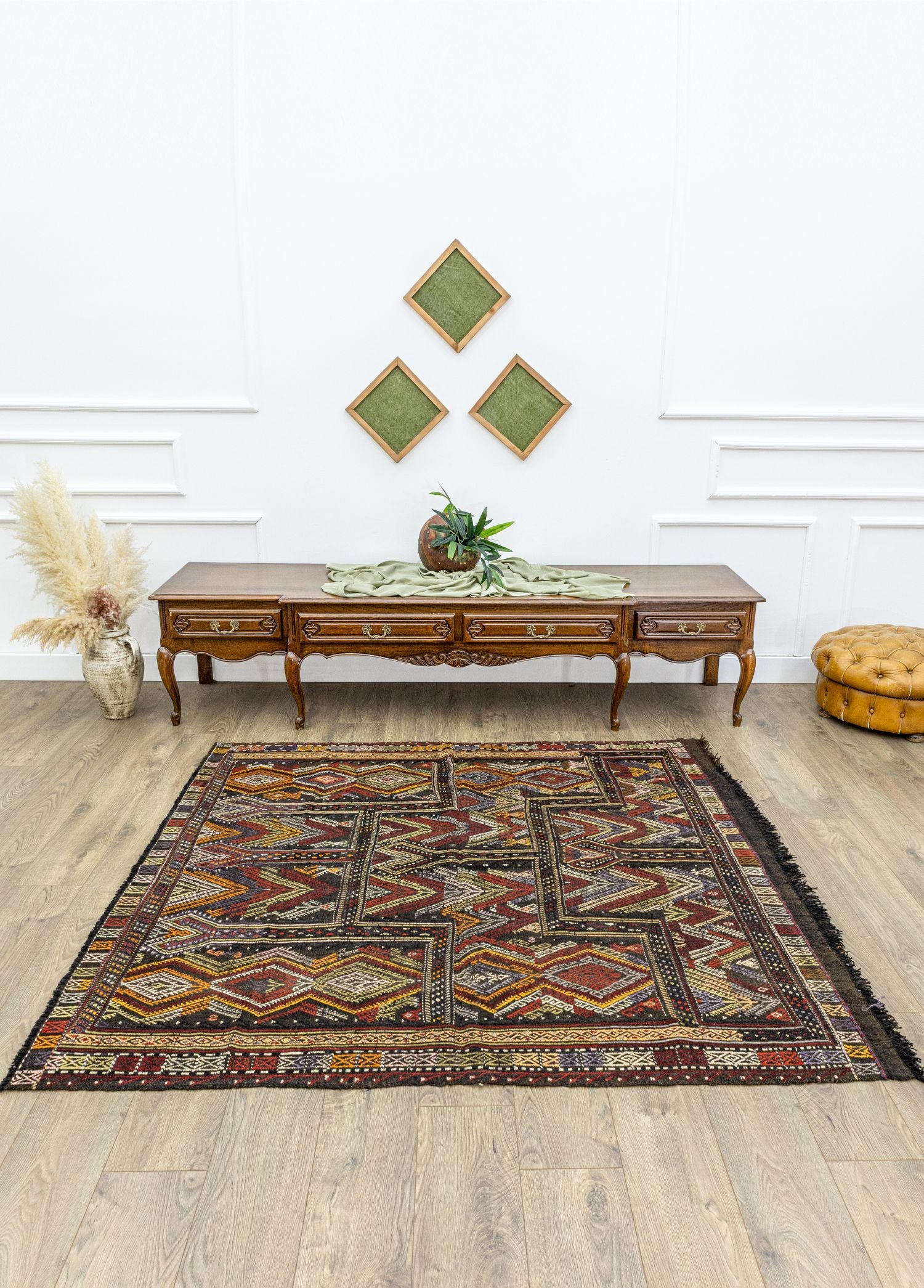 Soho Antiq-Ebren Geometrik El Dokuma Kilim 171x185 Cm-2-Milagron.com