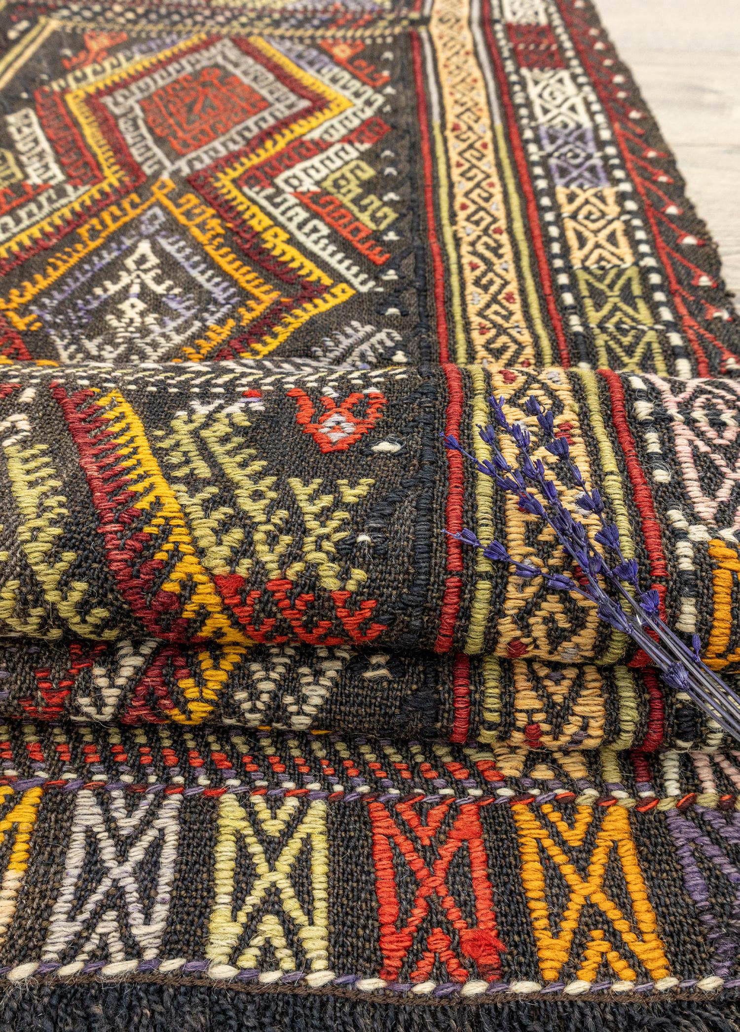 Soho Antiq-Ebren Geometrik El Dokuma Kilim 171x185 Cm-4-Milagron.com