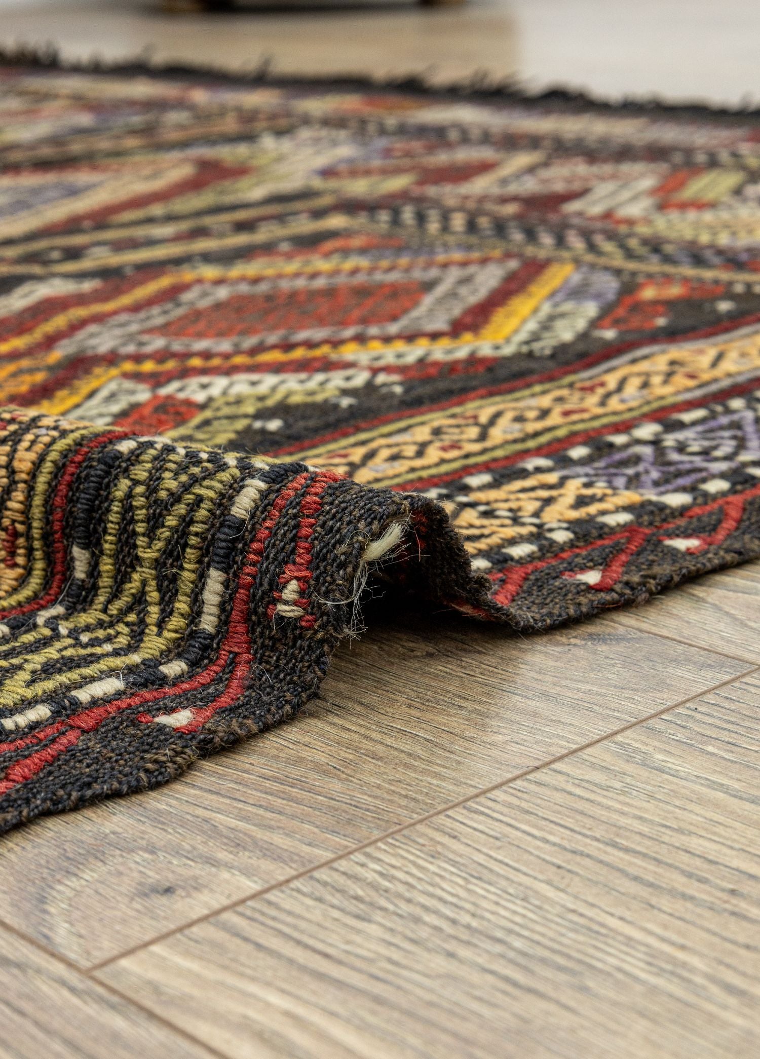 Soho Antiq-Ebren Geometrik El Dokuma Kilim 171x185 Cm-5-Milagron.com