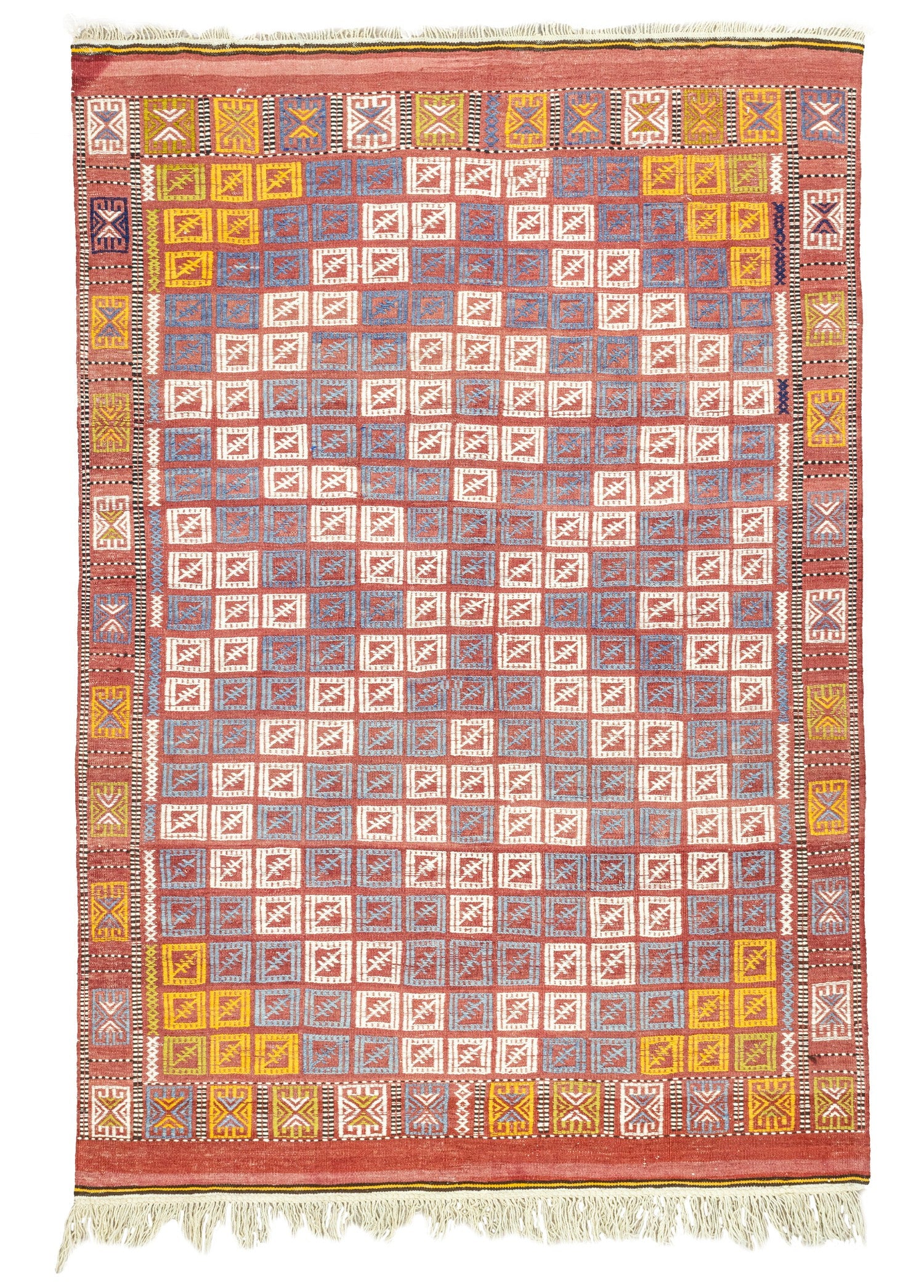 Soho Antiq-Edra Geometrik Desenli Yün Cicim Kilim 152x222 Cm-Halı-1-Milagron.com