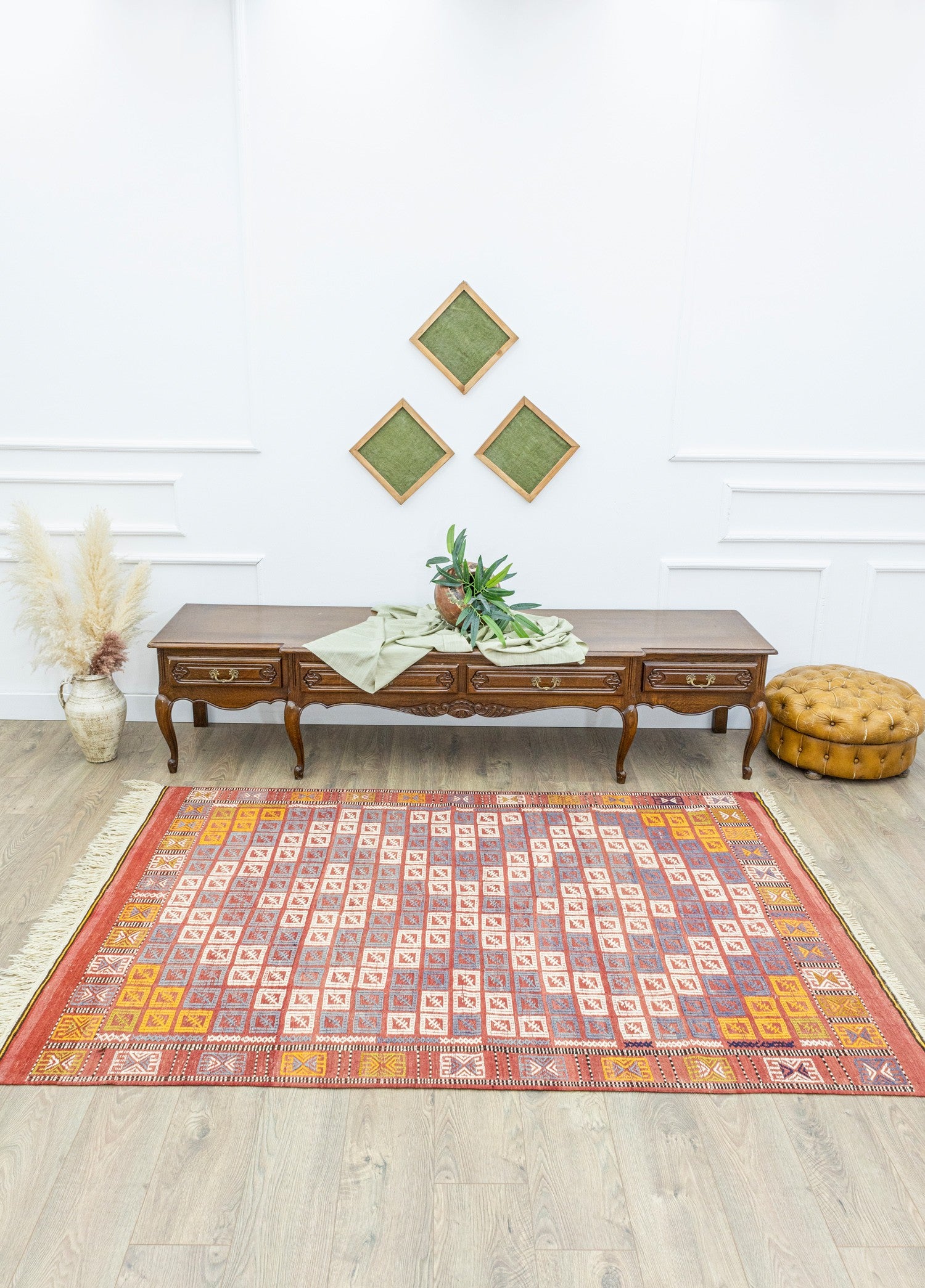 Soho Antiq-Edra Geometrik Desenli Yün Cicim Kilim 152x222 Cm-Halı-2-Milagron.com