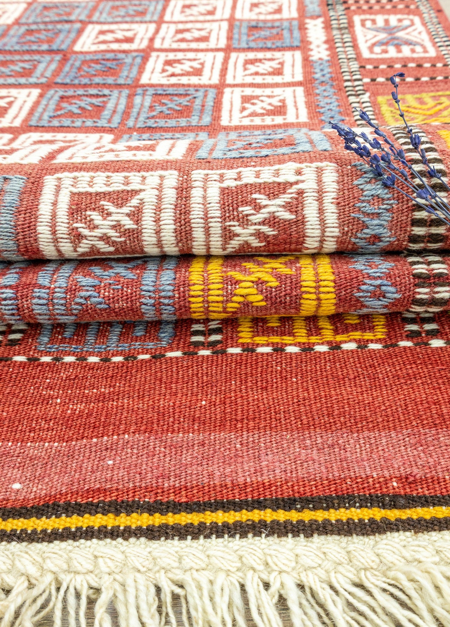 Soho Antiq-Edra Geometrik Desenli Yün Cicim Kilim 152x222 Cm-Halı-4-Milagron.com