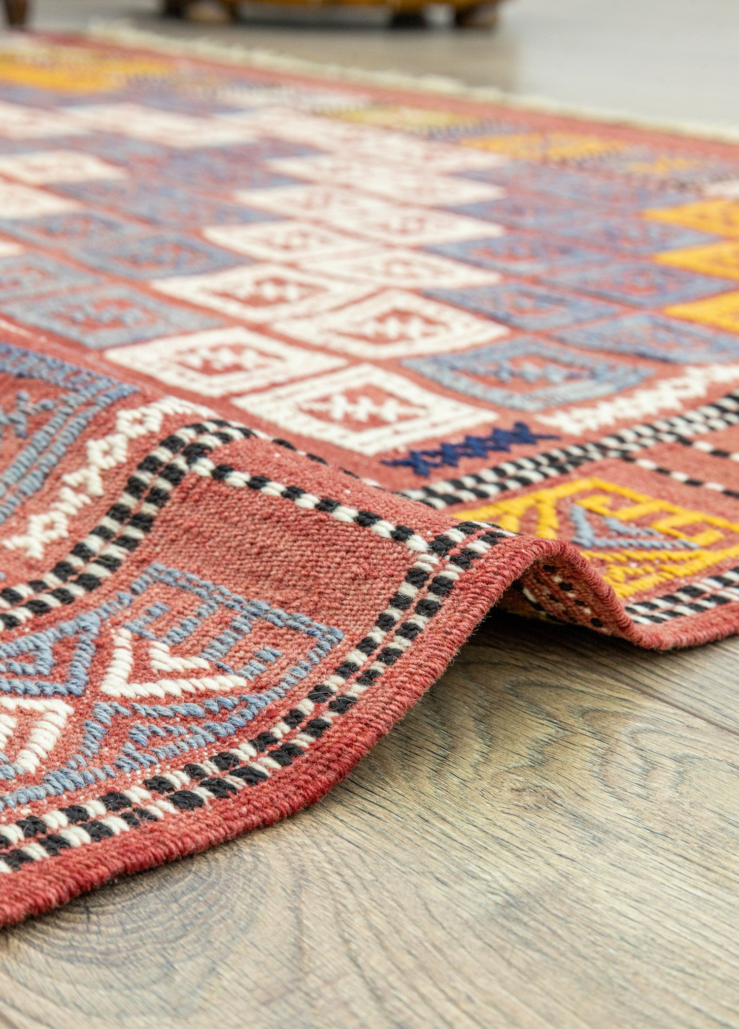 Soho Antiq-Edra Geometrik Desenli Yün Cicim Kilim 152x222 Cm-Halı-5-Milagron.com