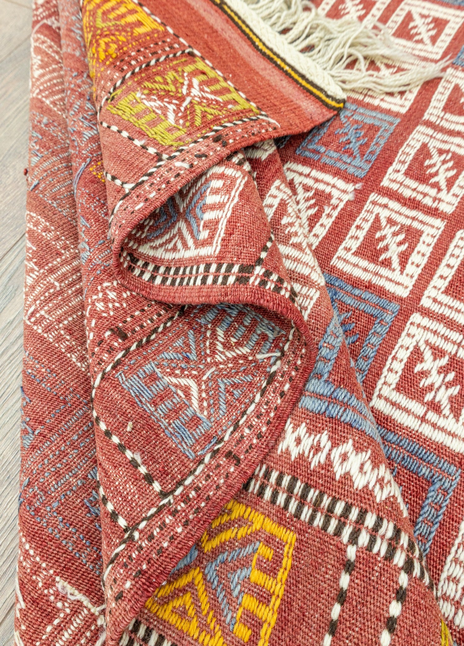 Soho Antiq-Edra Geometrik Desenli Yün Cicim Kilim 152x222 Cm-Halı-6-Milagron.com