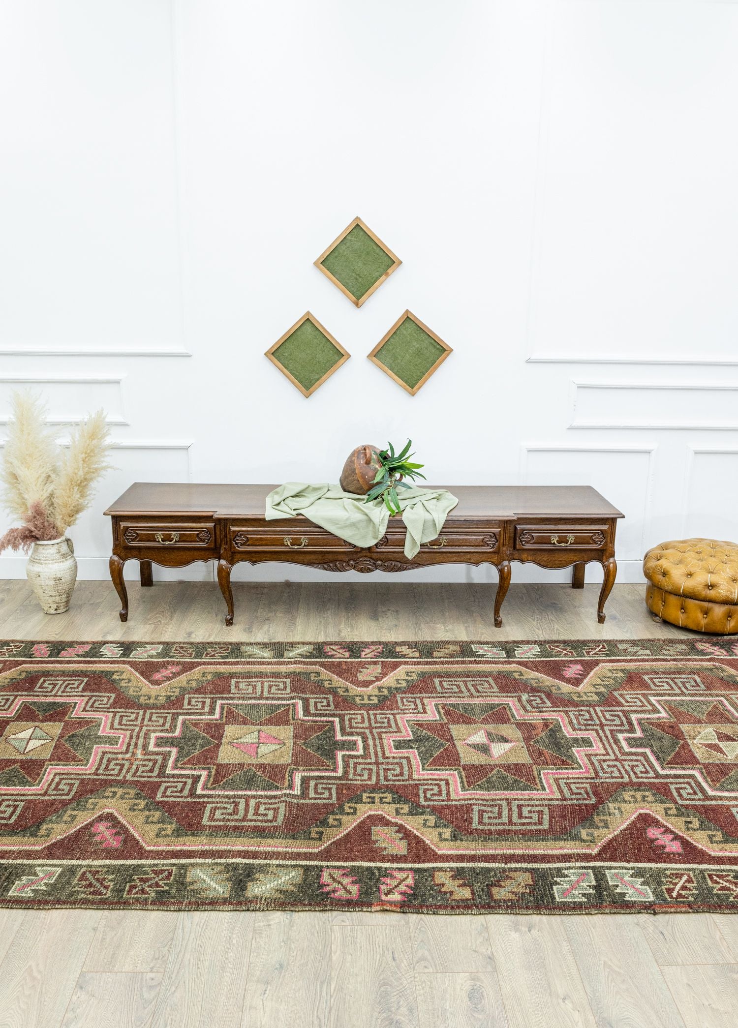 Soho Antiq-Eral Geometrik Desenli Yün Yolluk 160x449 Cm-Halı-2-Milagron.com