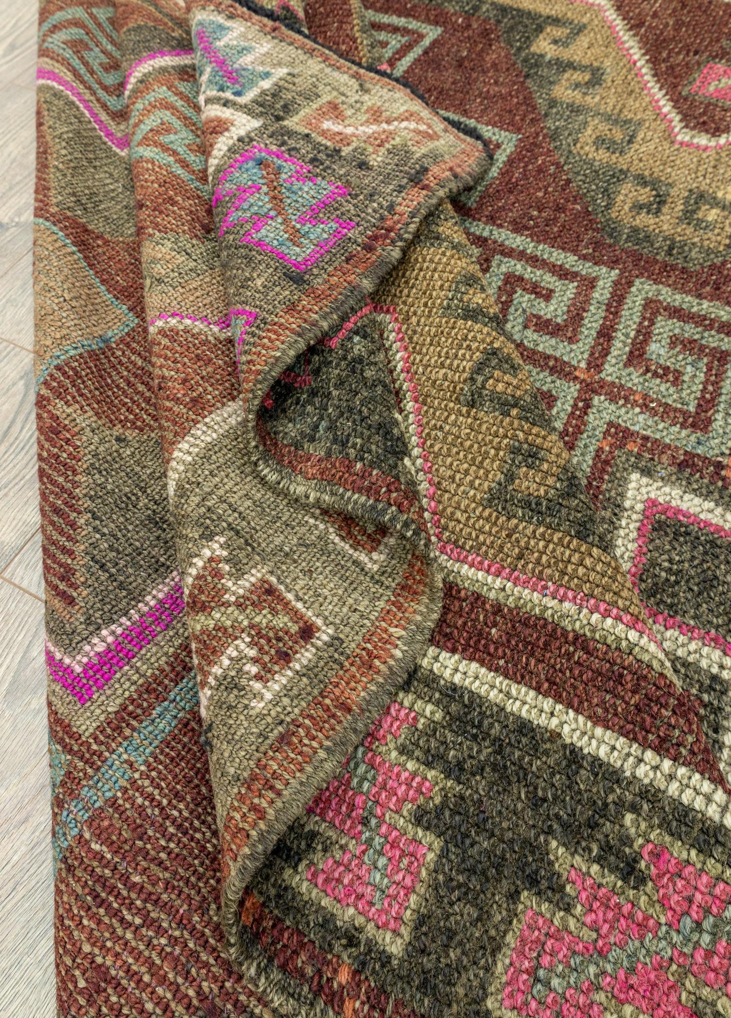 Soho Antiq-Eral Geometrik Desenli Yün Yolluk 160x449 Cm-Halı-6-Milagron.com