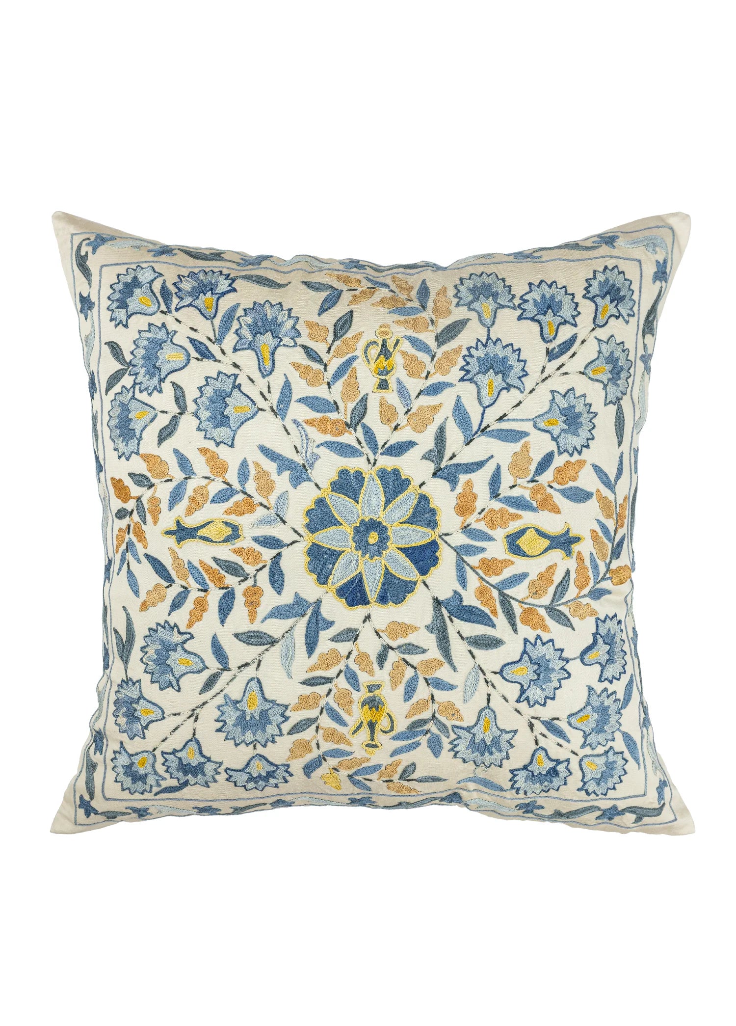 Soho Antiq-Erguvan Çiçek Desenli İpek Kırlent 50x50 Cm-Kırlent-1-Milagron.com