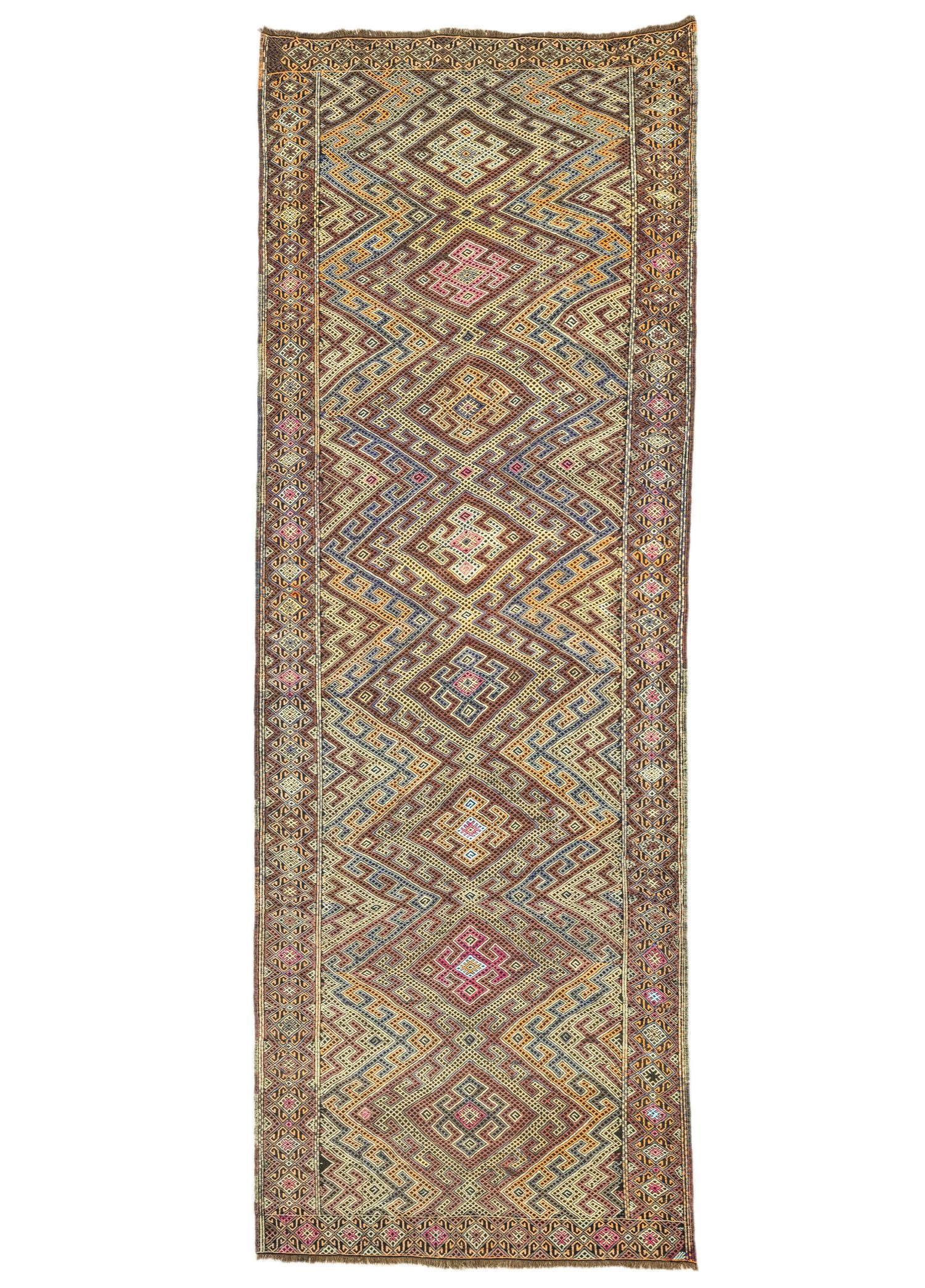 Soho Antiq-Hazra Geometrik Tasarımlı Cicim Kilim 153x433 Cm-Kilim-1-Milagron.com