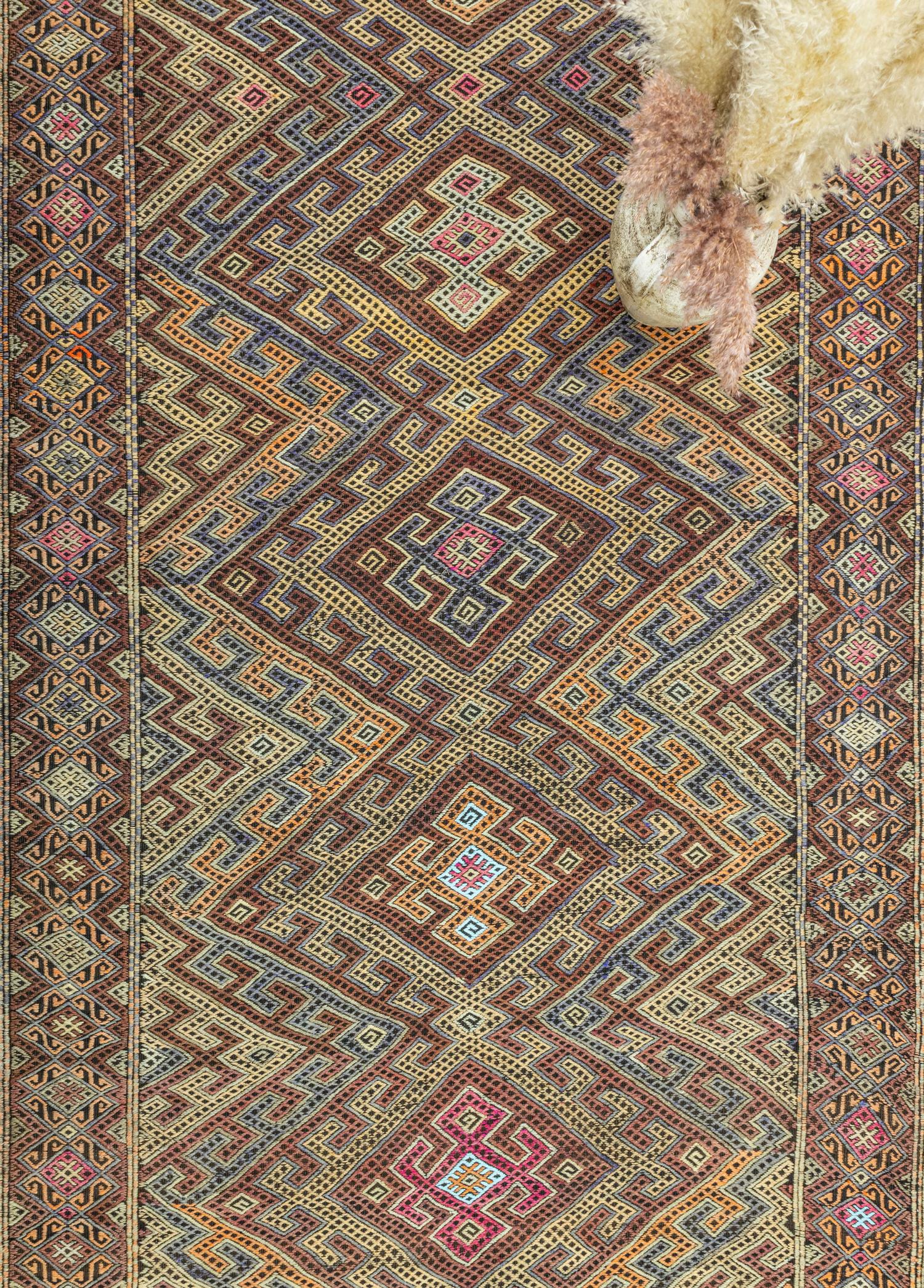 Soho Antiq-Hazra Geometrik Tasarımlı Cicim Kilim 153x433 Cm-Kilim-3-Milagron.com