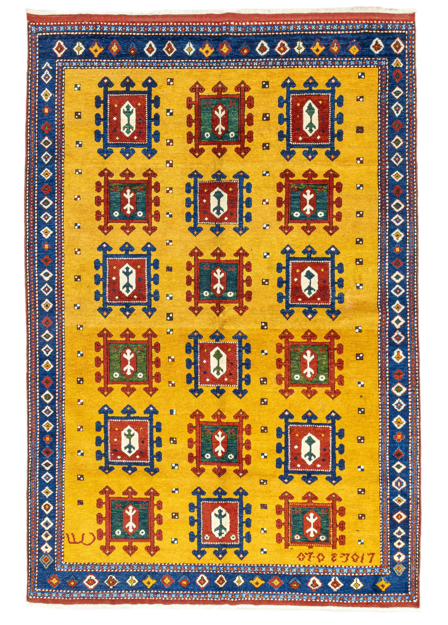 Soho Antiq-Hevi El Dokuma Sarı Yün Halı 161x237 Cm-Halı-1-Milagron.com