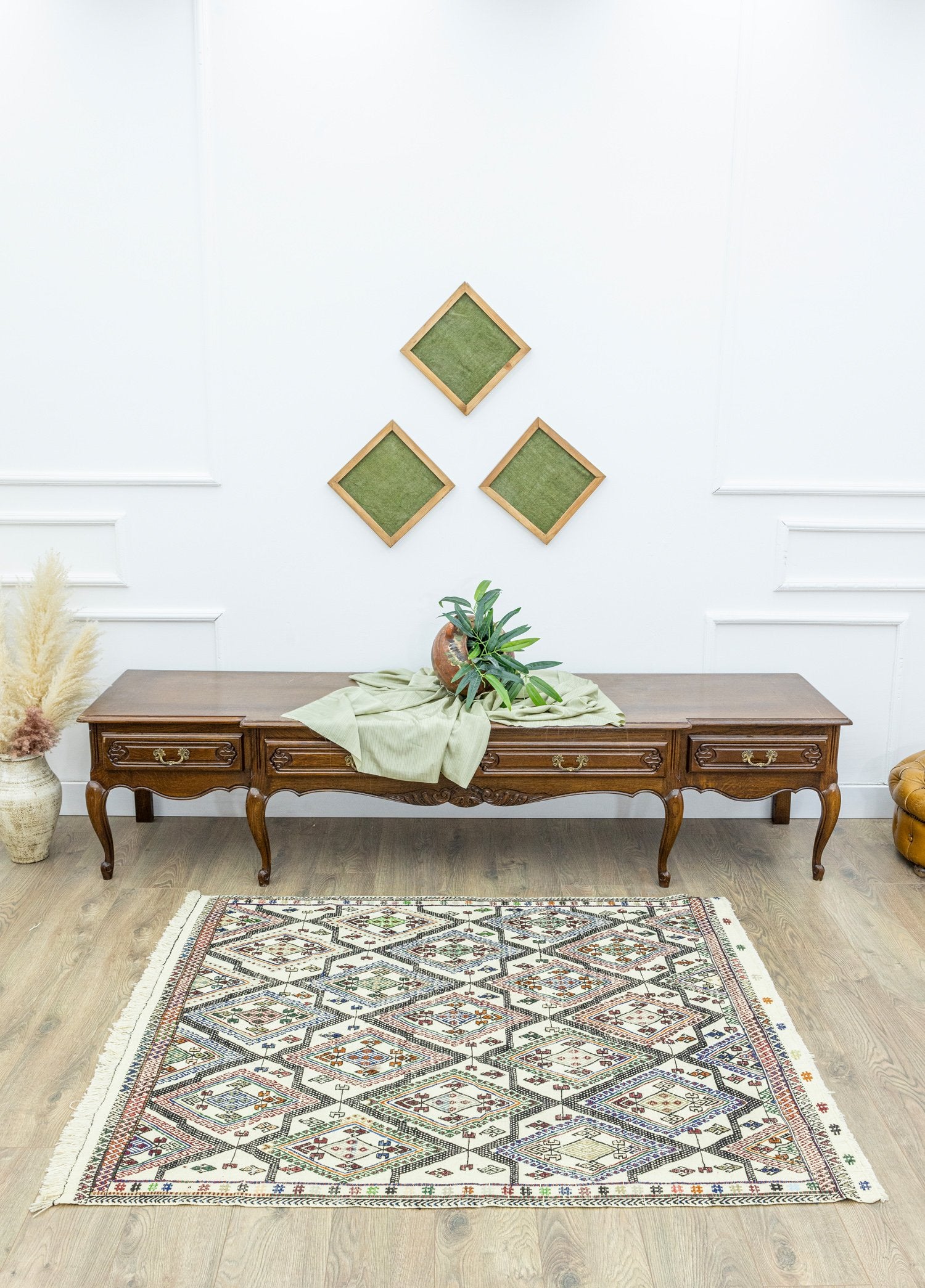 Soho Antiq-Humeyn Geometrik Tasarımlı Yün Kilim 131x157 Cm-Kilim-2-Milagron.com