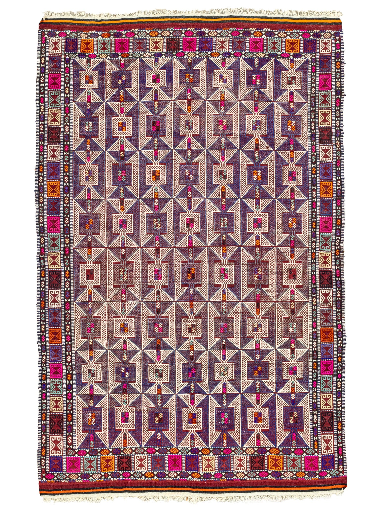 Soho Antiq-Meruert Geometrik Tasarımlı Yün Cicim Kilim 179x284 Cm-Halı-1-Milagron.com