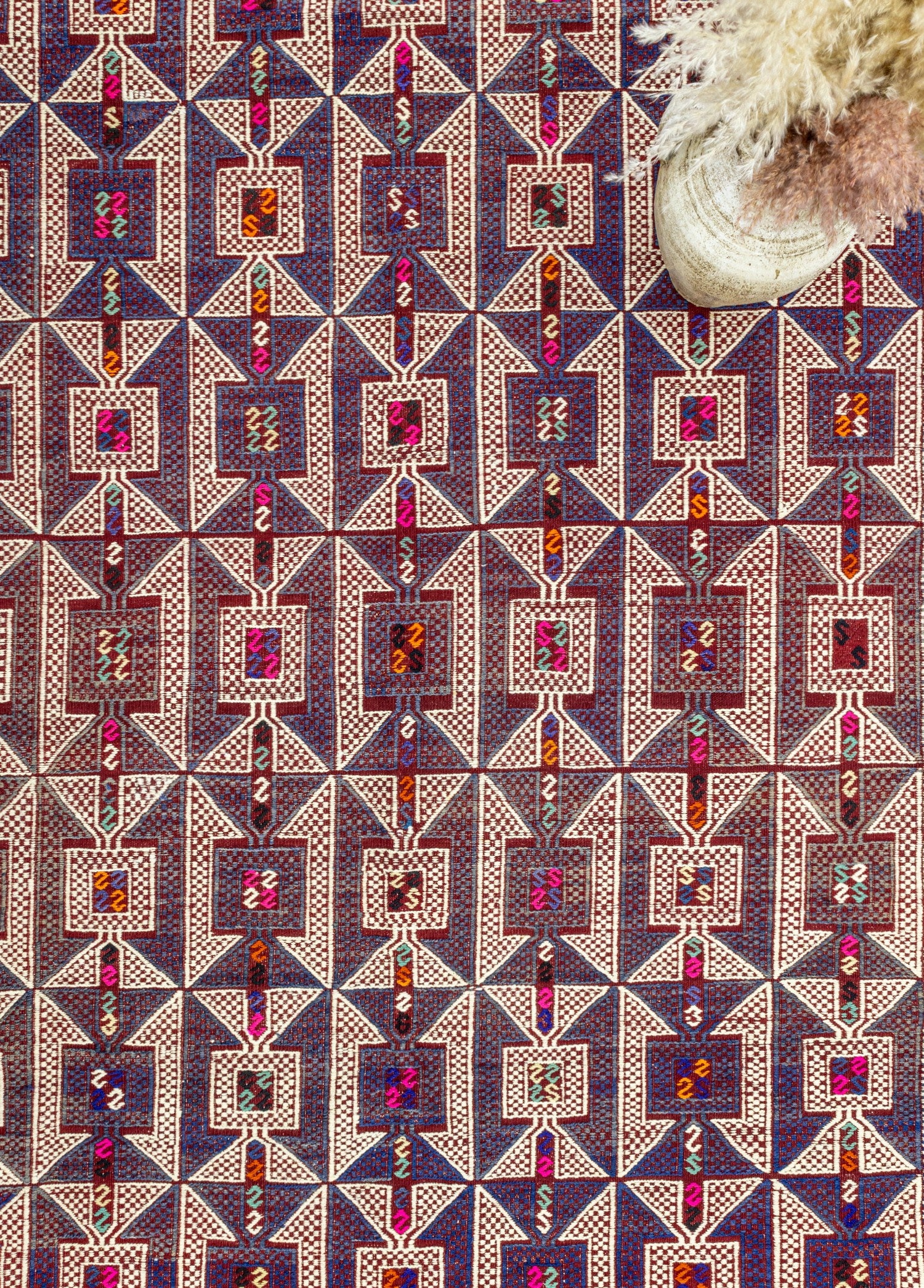 Soho Antiq-Meruert Geometrik Tasarımlı Yün Cicim Kilim 179x284 Cm-Halı-3-Milagron.com