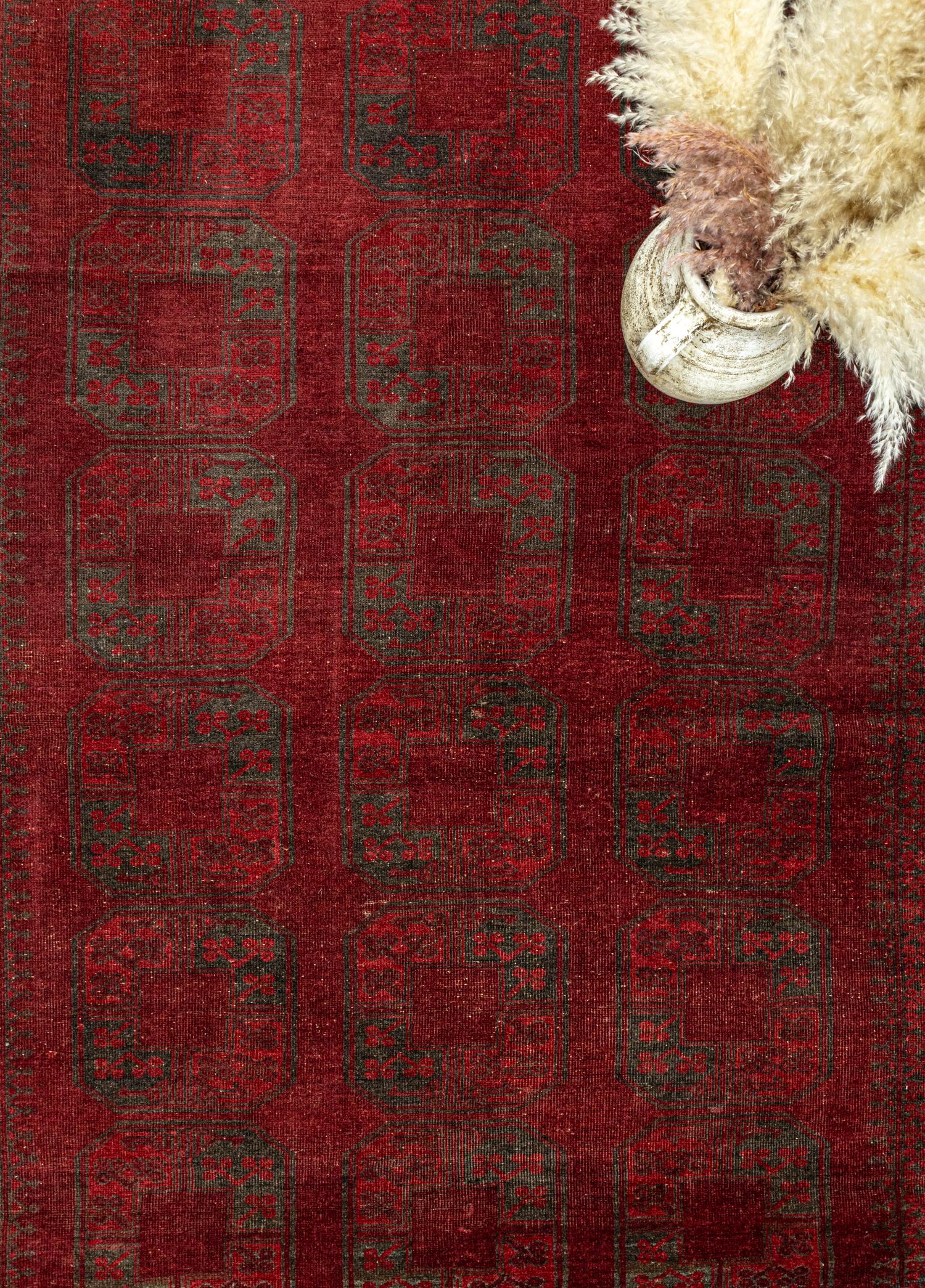 Soho Antiq-Nora El Dokuma Bordo Afgan Halısı 185x271 Cm-Halı-3-Milagron.com