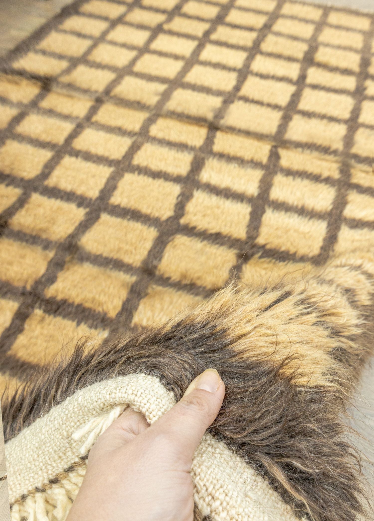 Soho Antiq-Okker Geometrik Desenli Tiftik Halı 144 x 177 Cm-Halı-4-Milagron.com