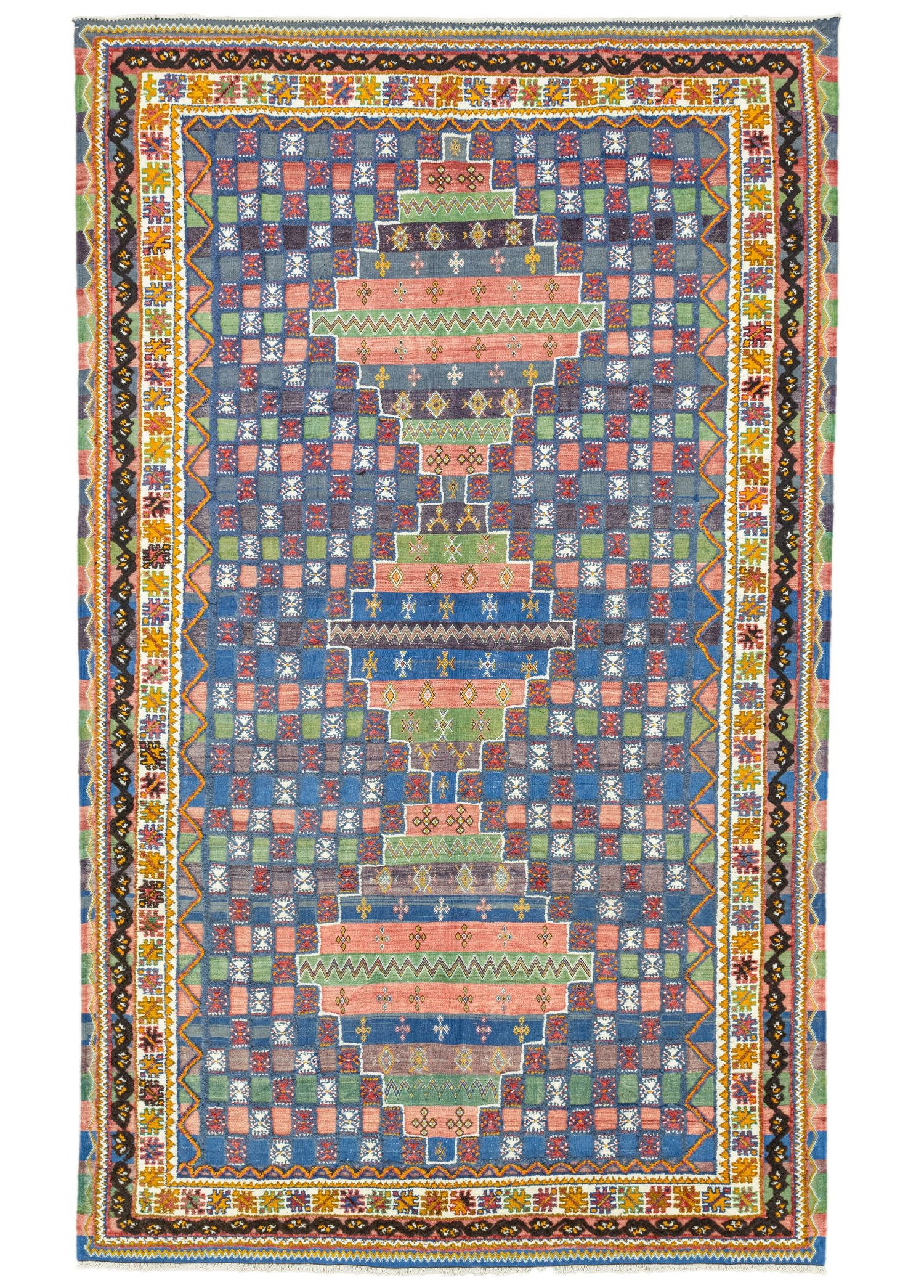 Soho Antiq-Rabat Geometrik Desenli Fas Halı Kilim 205x344 Cm-Kilim-1-Milagron.com