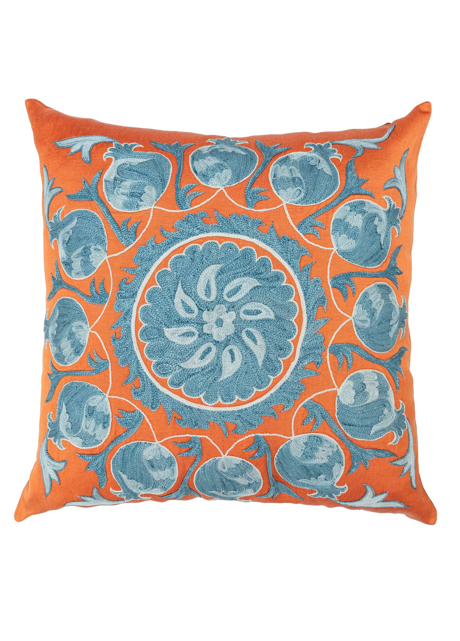 Soho Antiq-Rozen İpek İşlemeli Suzani Kırlent 50x50 Cm-Yastık-1-Milagron.com