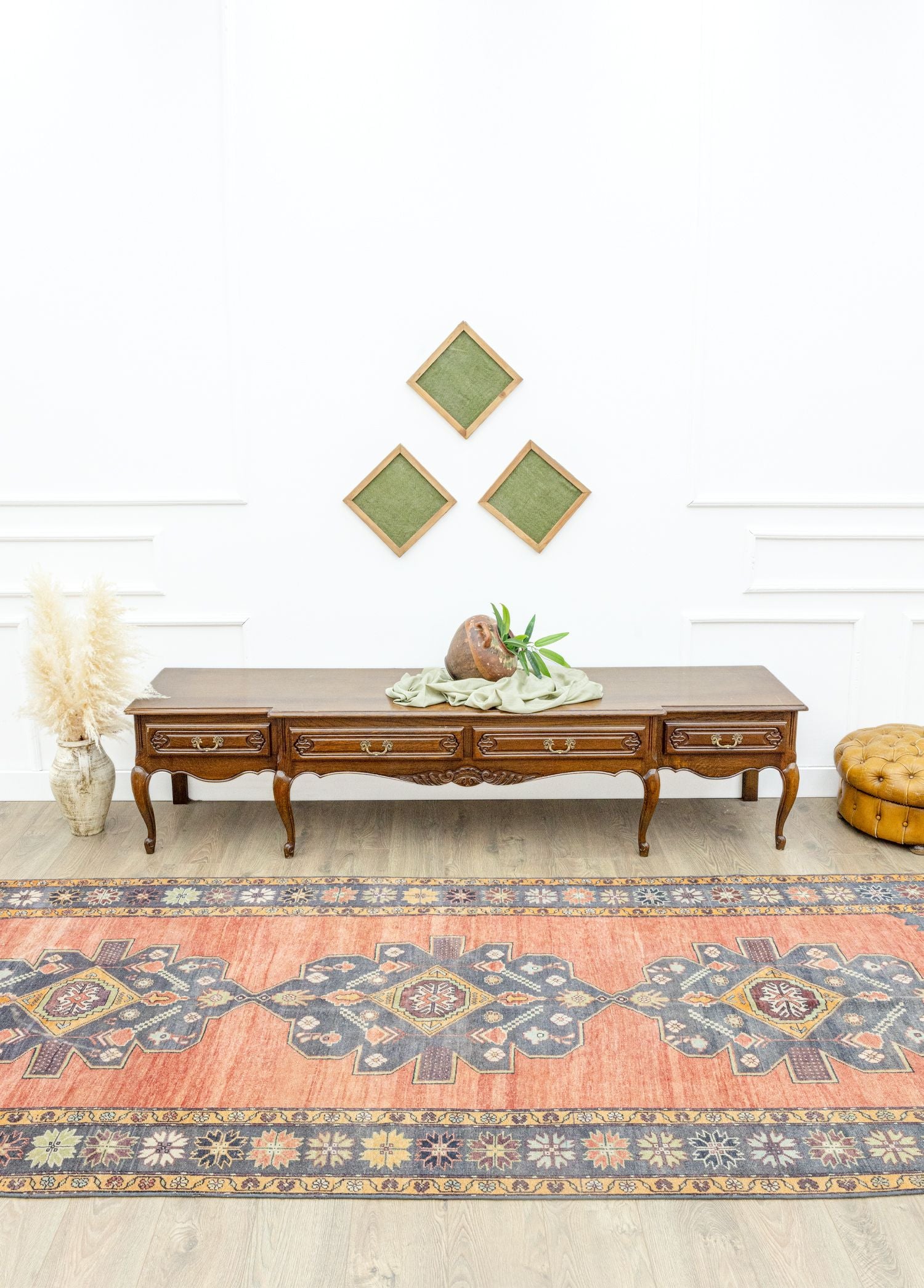 Soho Antiq-Salvia El Dokuma Karaman Yolluk 148x372 Cm-Halı-2-Milagron.com