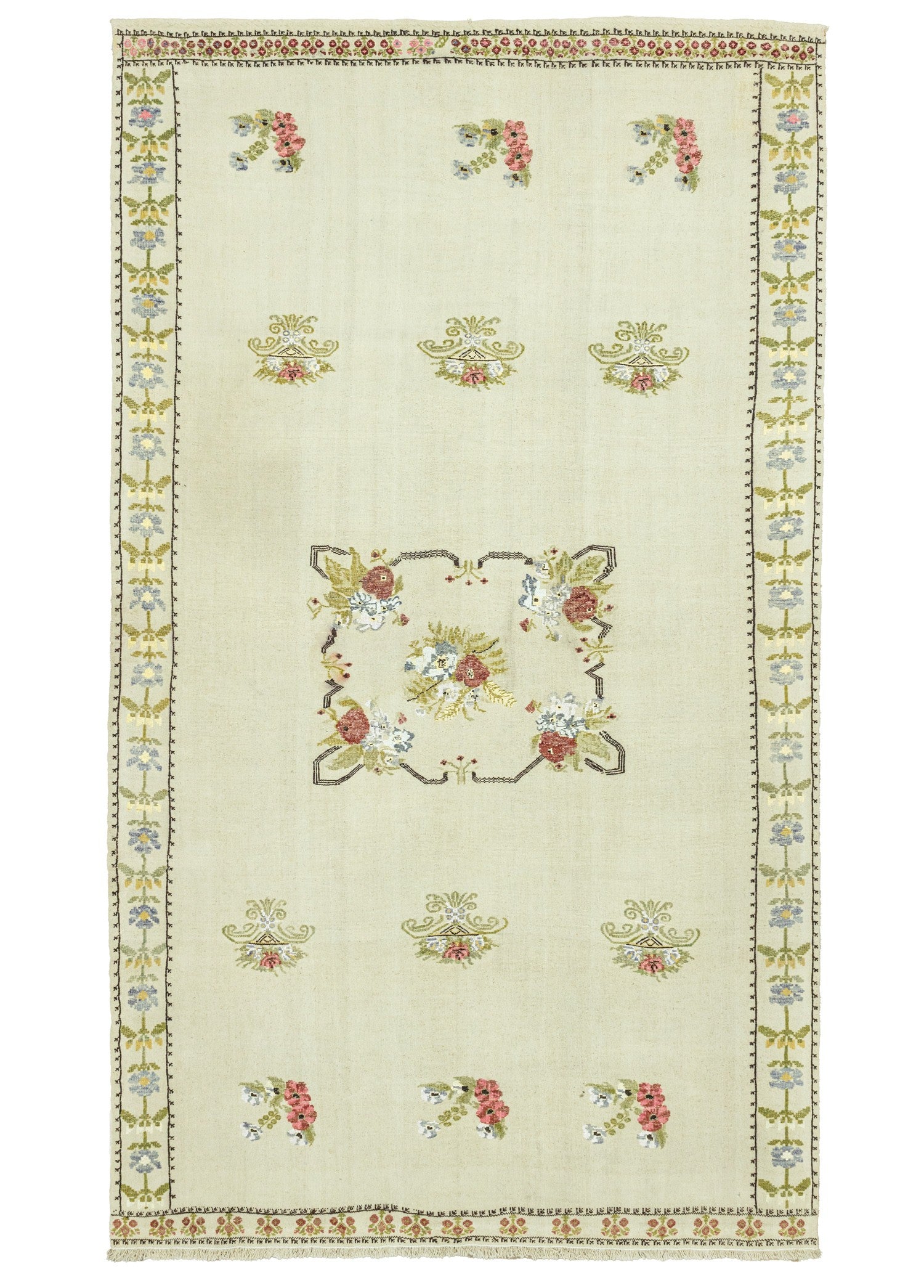 Soho Antiq-Saulet Kanaviçe İşlemeli El Dokuma Kilim 153x269 Cm-Halı-1-Milagron.com